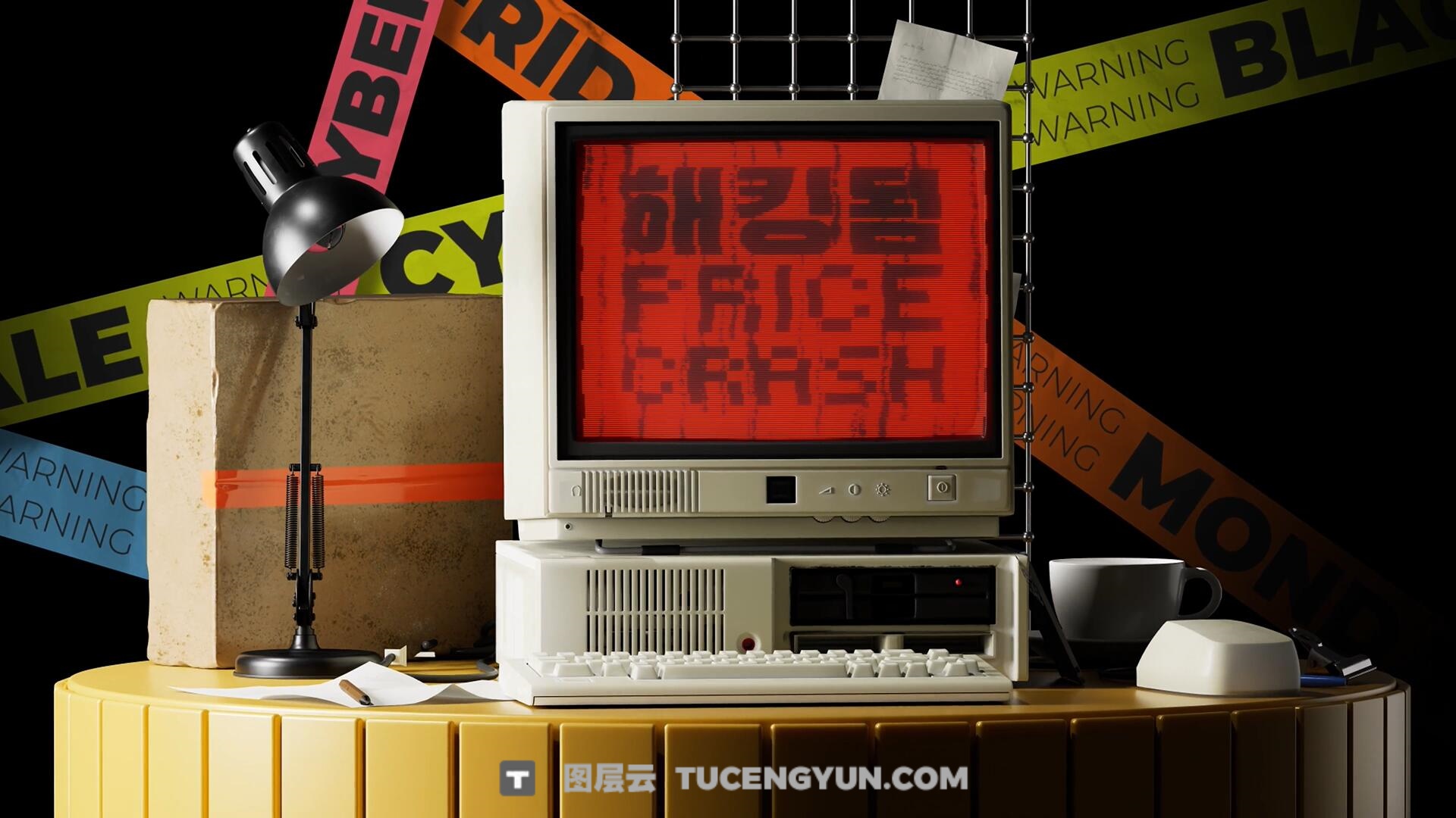 视频素材：赛博朋克风格创意潮流物料剪辑元素物品叠加动画（13860）图层云