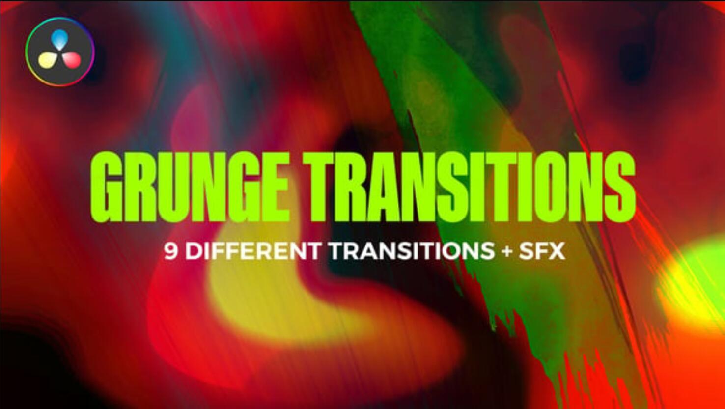 达芬奇模板：蒙太奇美学前卫垃圾摇滚粗糙划痕纹理叠加转场过渡+音效（13904）