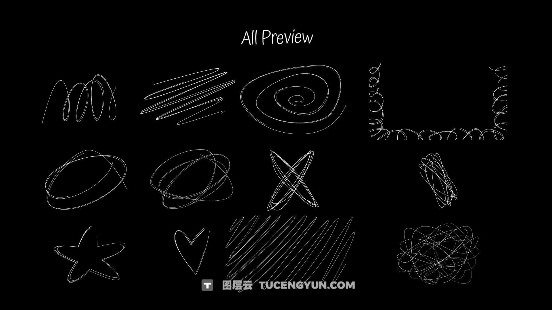 FCPX插件：潦草蹩脚凌乱手绘艺术线条标记元素动画（13908）图层云