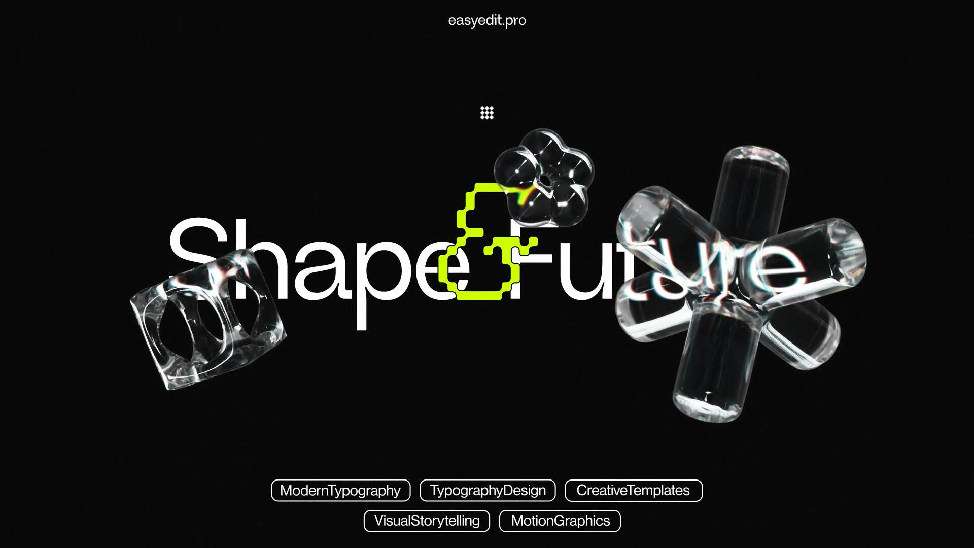 PR模板：现代3D酷玩透明玻璃艺术漫反射文字标题排版动画（13922）