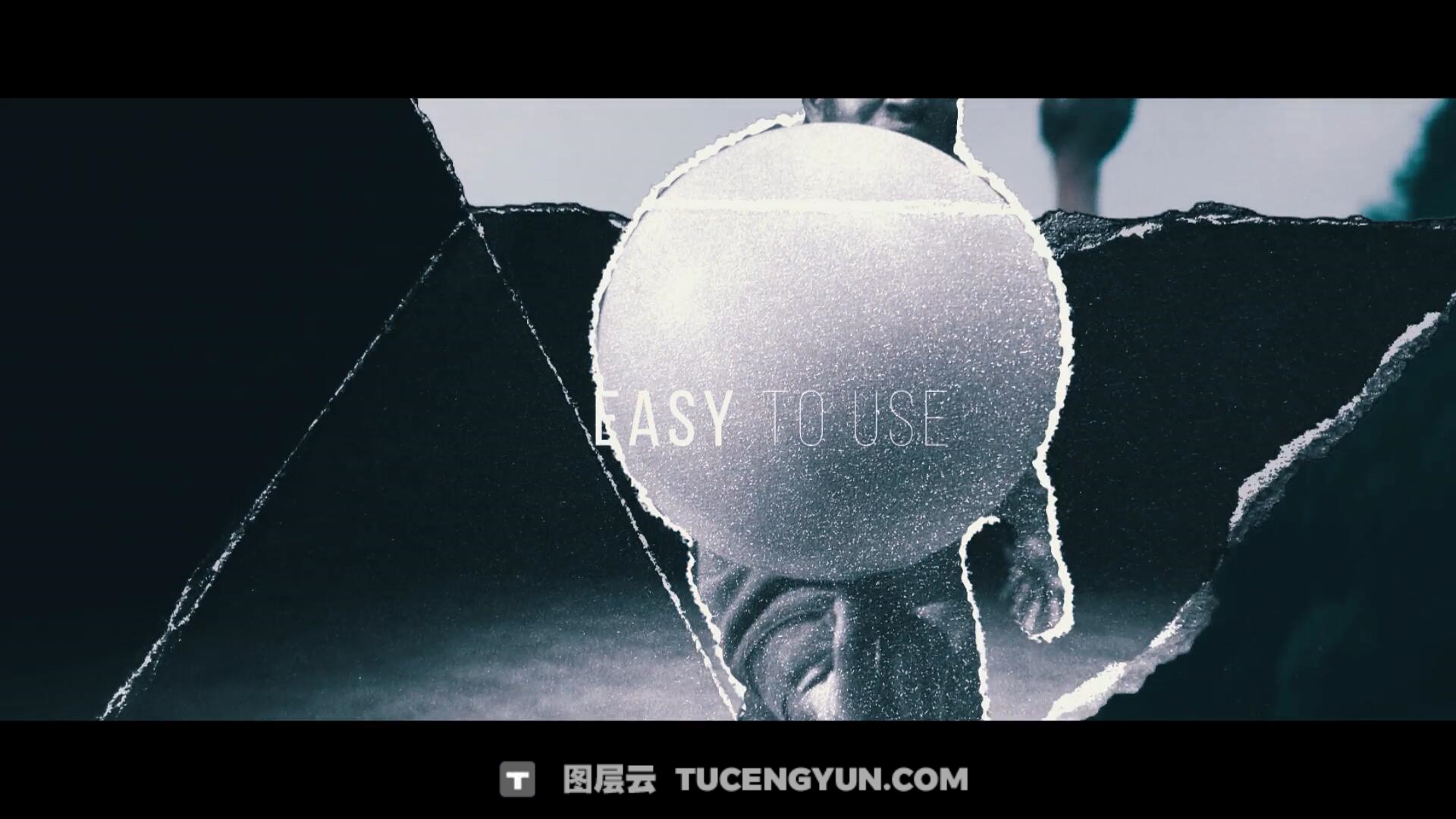 AE模板：复古电影情绪风格快闪拼贴定格动画撕纸转场视觉效果包（13923）图层云