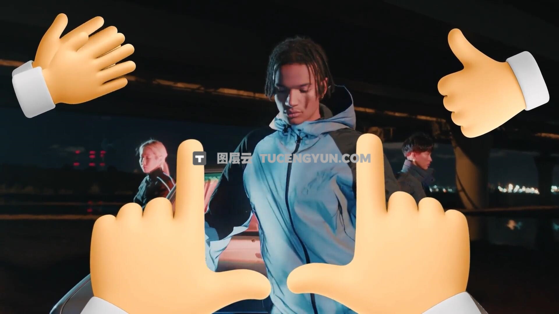 AE模板：趣味卡通3D流行手势语言icon图标动画模板（13930）图层云