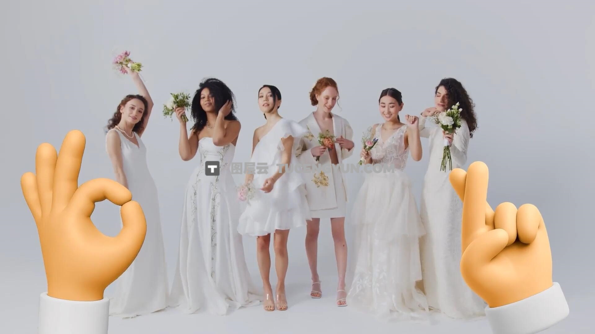 AE模板：趣味卡通3D流行手势语言icon图标动画模板（13930）图层云