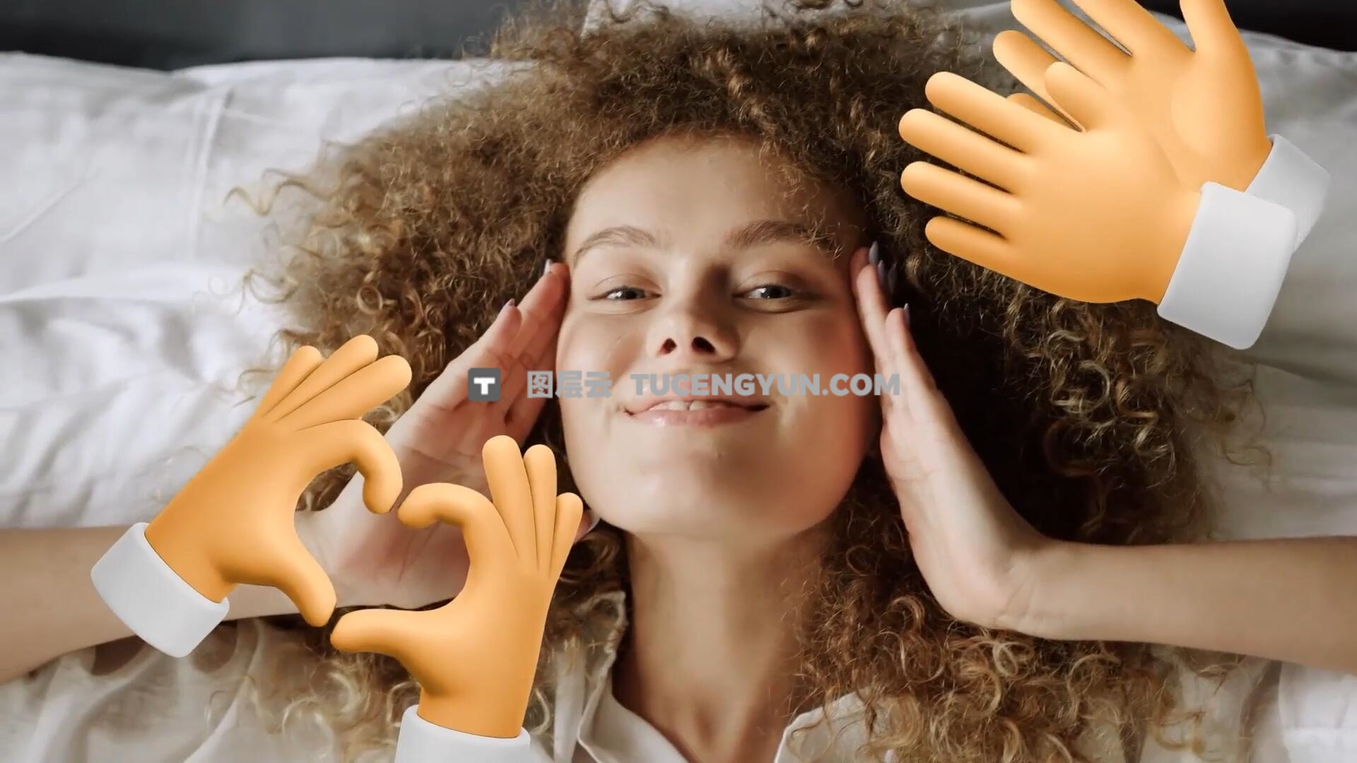 AE模板：趣味卡通3D流行手势语言icon图标动画模板（13930）图层云