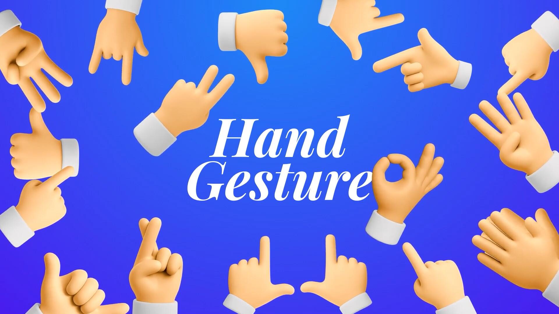 AE模板：趣味卡通3D流行手势语言icon图标动画模板（13930）图层云