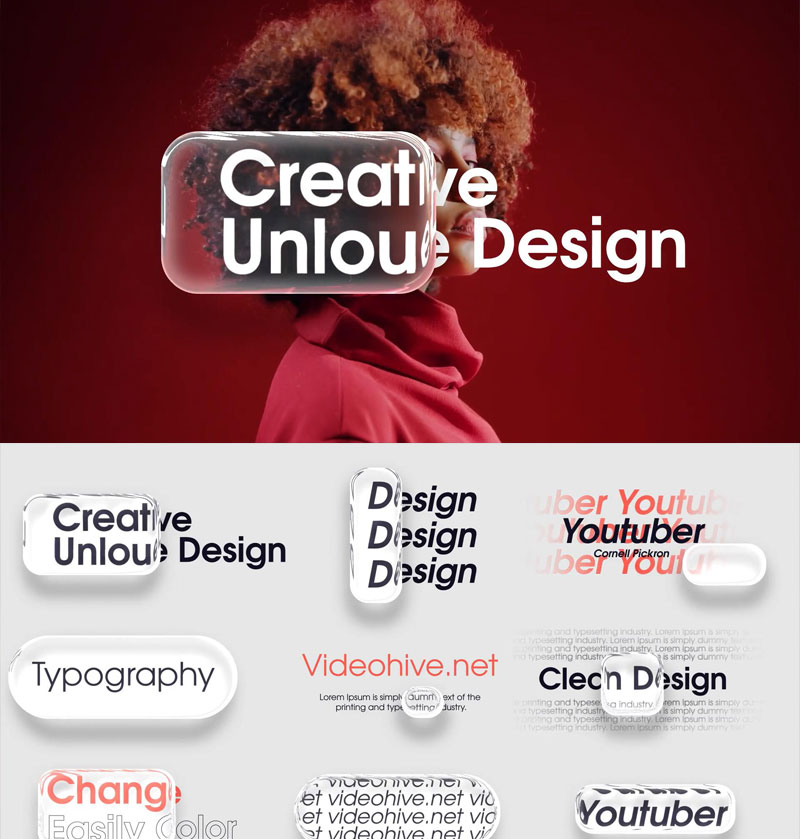 AE/PR模板：全新苹果液态玻璃美学动态滑动文字标题字幕动画（13941）图层云