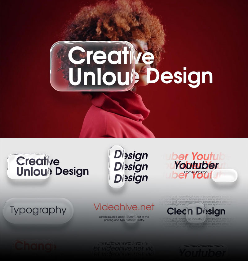 AE/PR模板：全新苹果液态玻璃美学动态滑动文字标题字幕动画（13941）