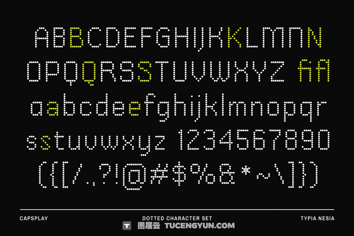 英文字体：复古美学永恒点像素化数字锐化边缘品牌封面海报设计字体 Capsplay – Dot Pixel Font（13944）图层云