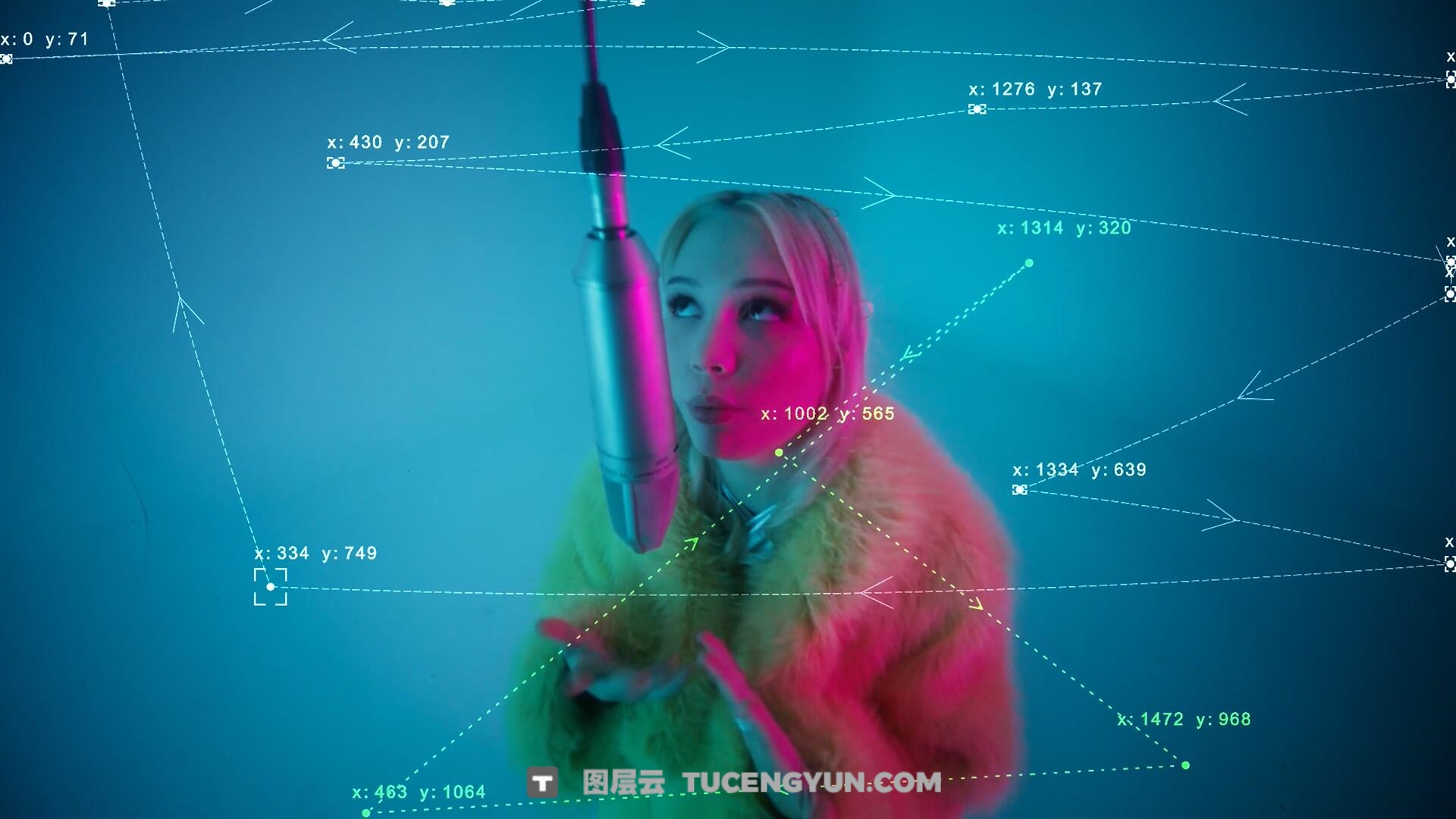 AE模板：抽象艺术画面交互动态数据参数跟踪器标记图形化视觉效果模板（13950）图层云