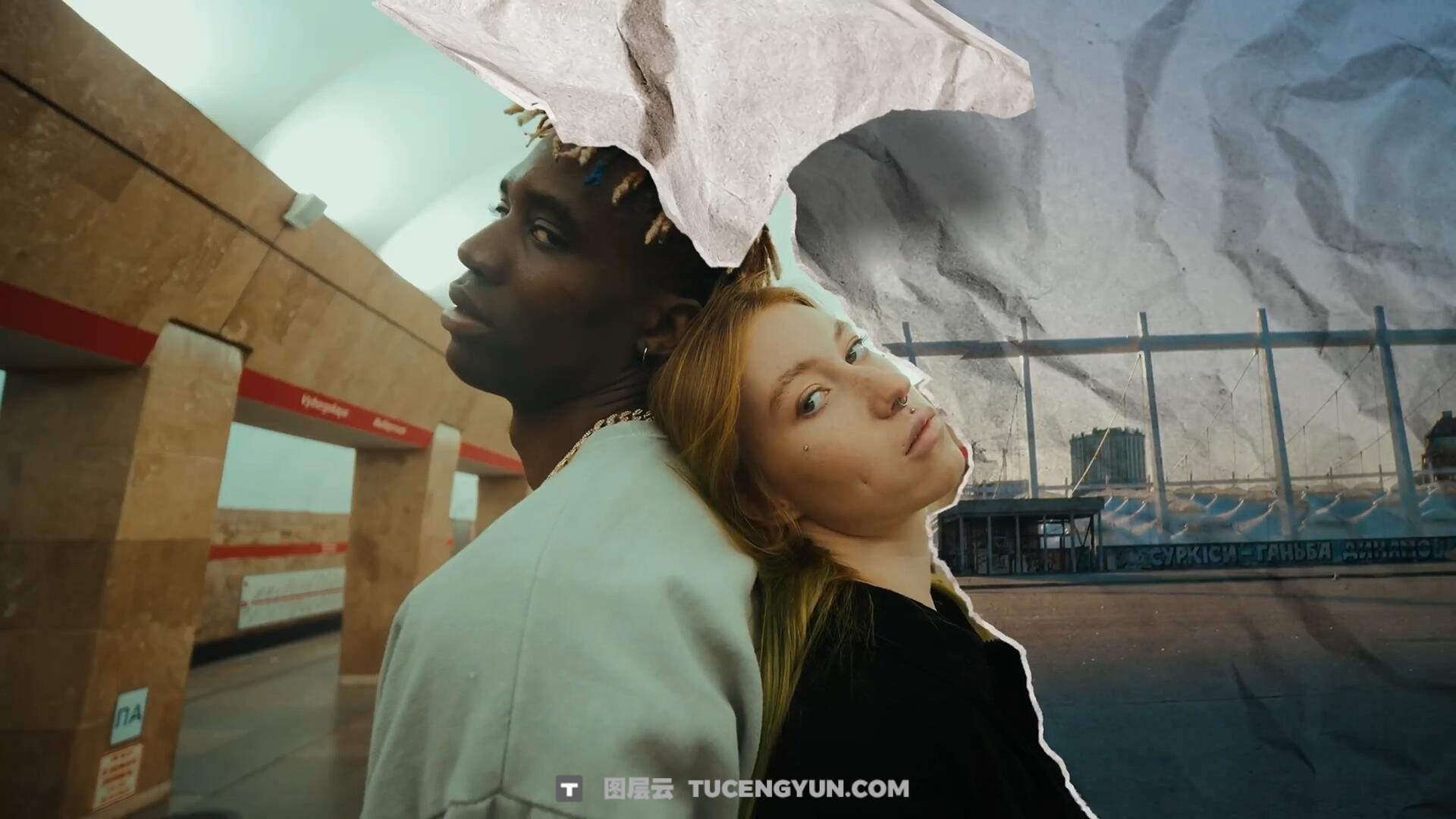 达芬奇预设：复古拼贴风格自定义路径撕纸转场过渡（13971）图层云