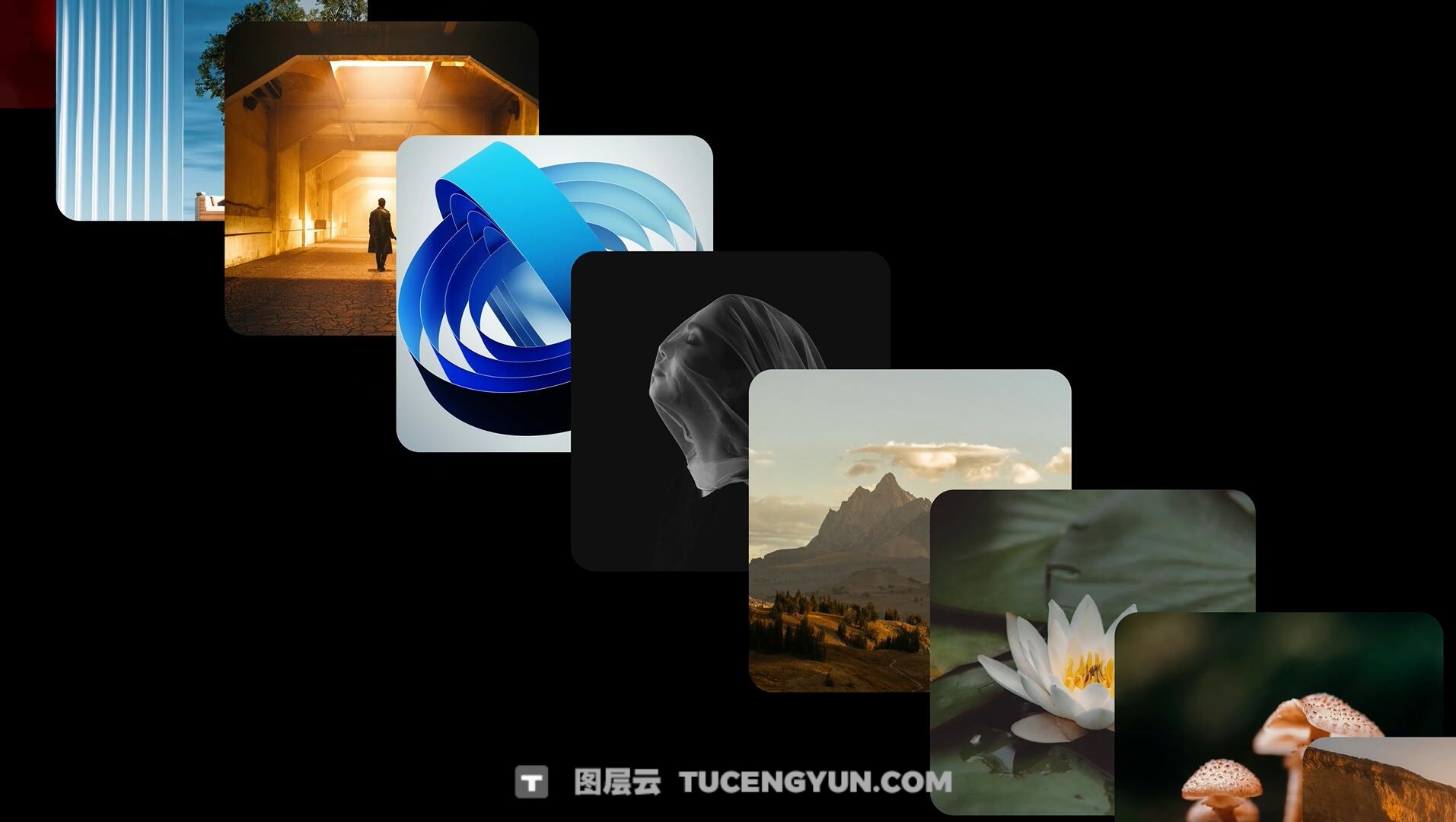 PR模板：沉浸式裸眼3D立体环绕照片轮播照片视频展示效果（13976）图层云