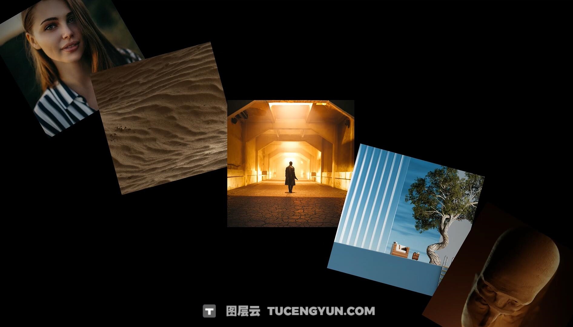 PR模板：沉浸式裸眼3D立体环绕照片轮播照片视频展示效果（13976）图层云