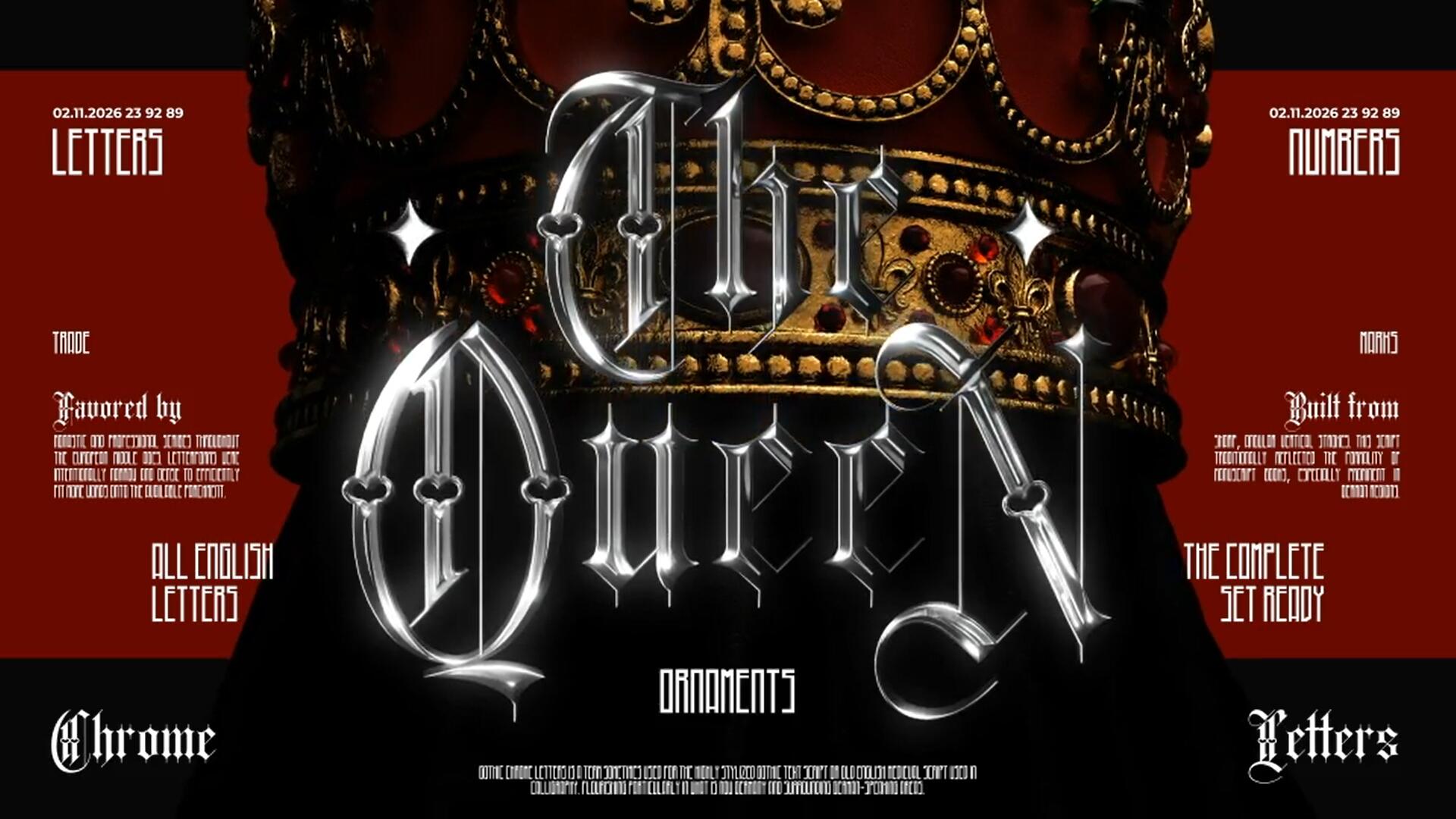 AE模板：暗黑哥特式酸性镀铬金属3D字母数字封面海报设计元素动画（13977）