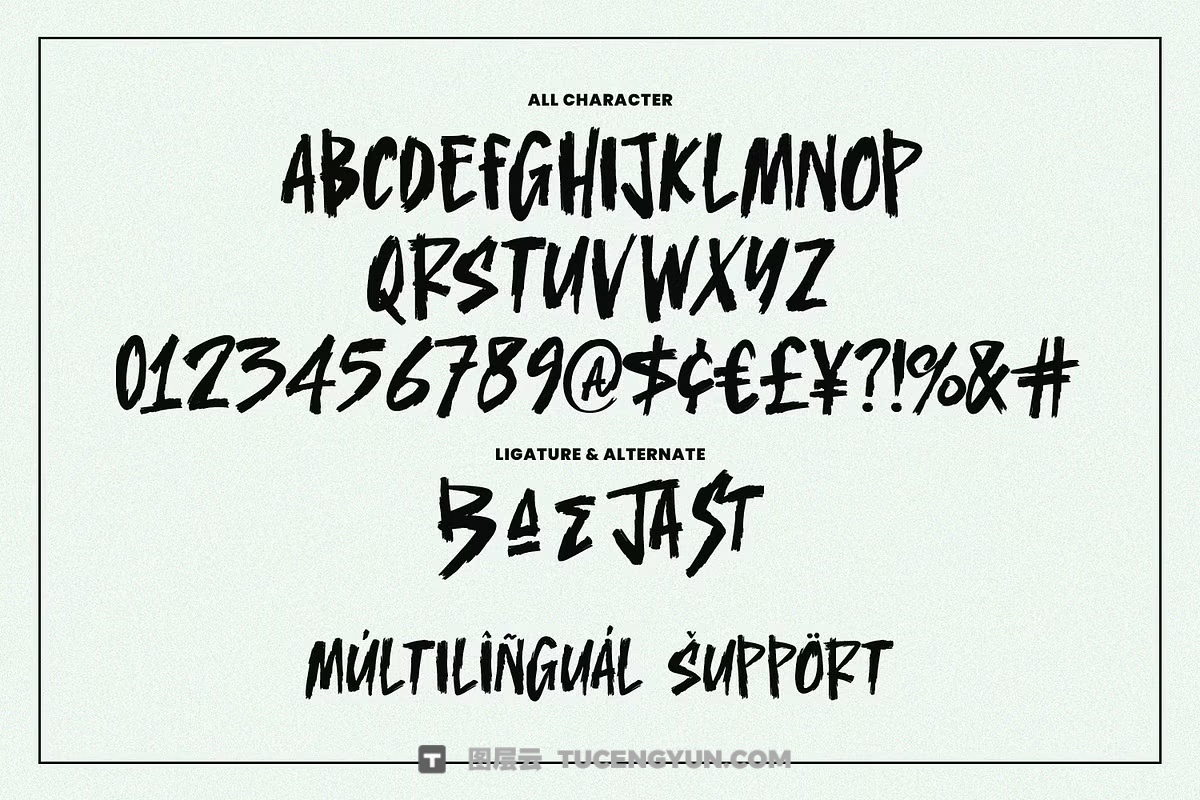 英文字体：大胆街头涂鸦手写笔触粗糙边缘干刷纹理封面设计字体 Jaber Maester Handmade Display Brush（13979）图层云