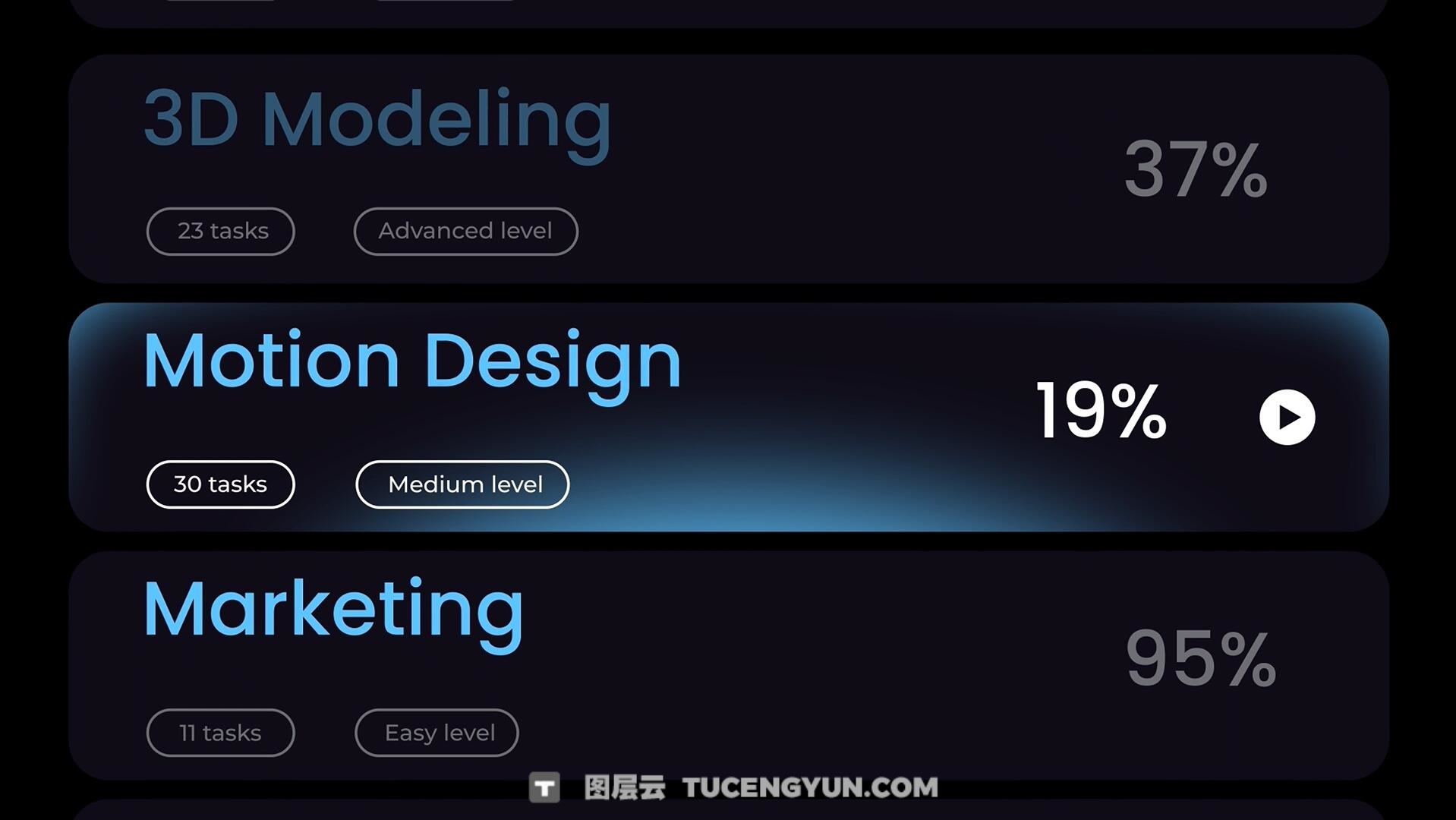 FCPX插件：极简主义文字标题轮播、循环、滚动场景动画排版模板（13982）图层云