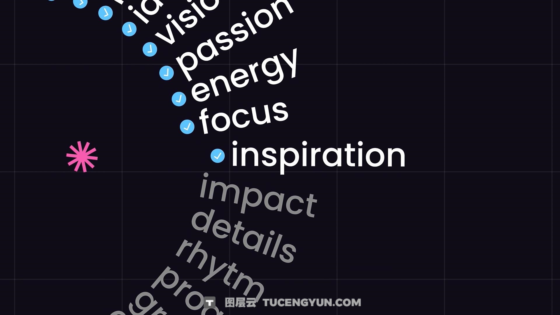 FCPX插件：极简主义文字标题轮播、循环、滚动场景动画排版模板（13982）图层云