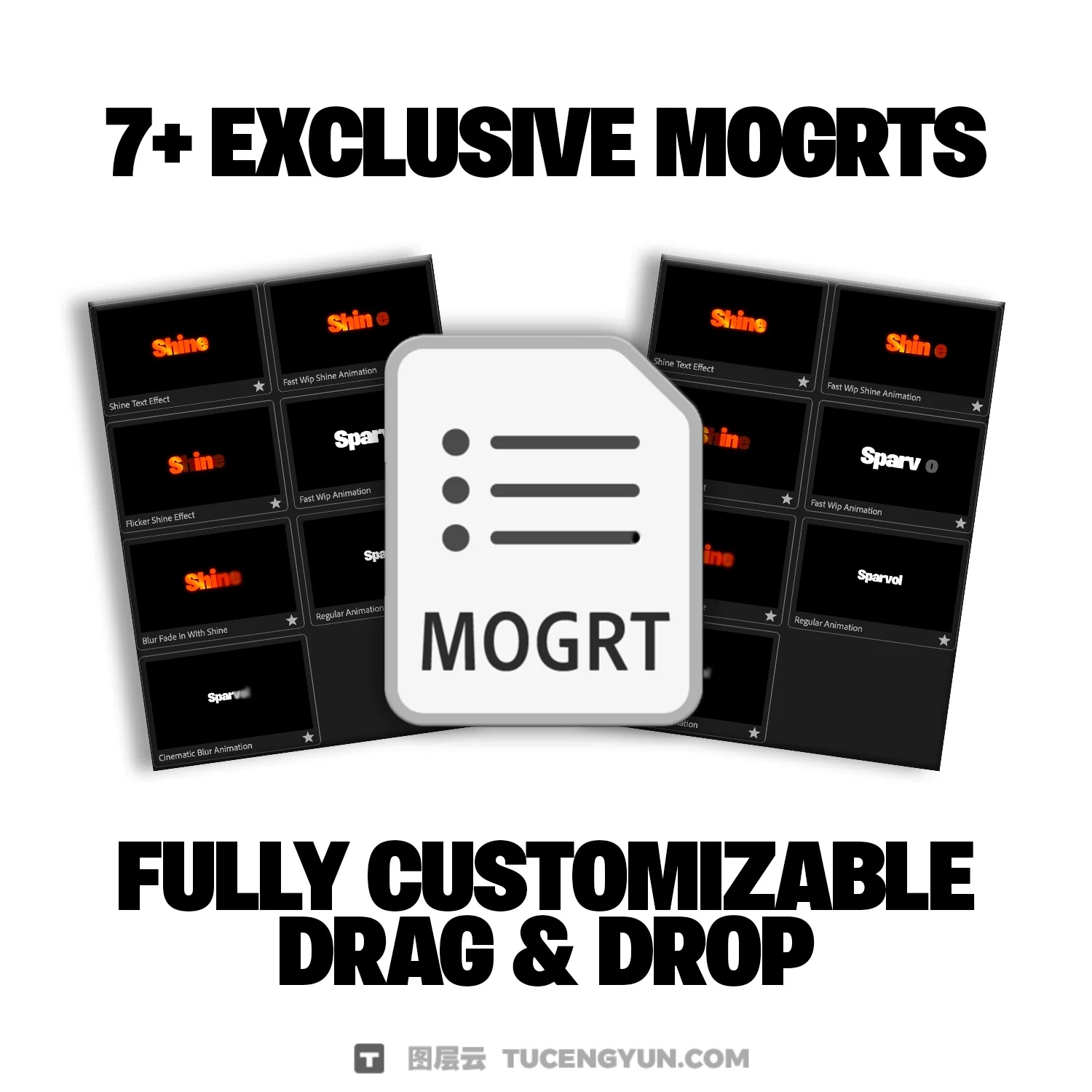 热门电影感短视频、访谈、电影剪辑文字标题字幕动画PR预设 Caption Fx Pack – Sparvol（13985）图层云