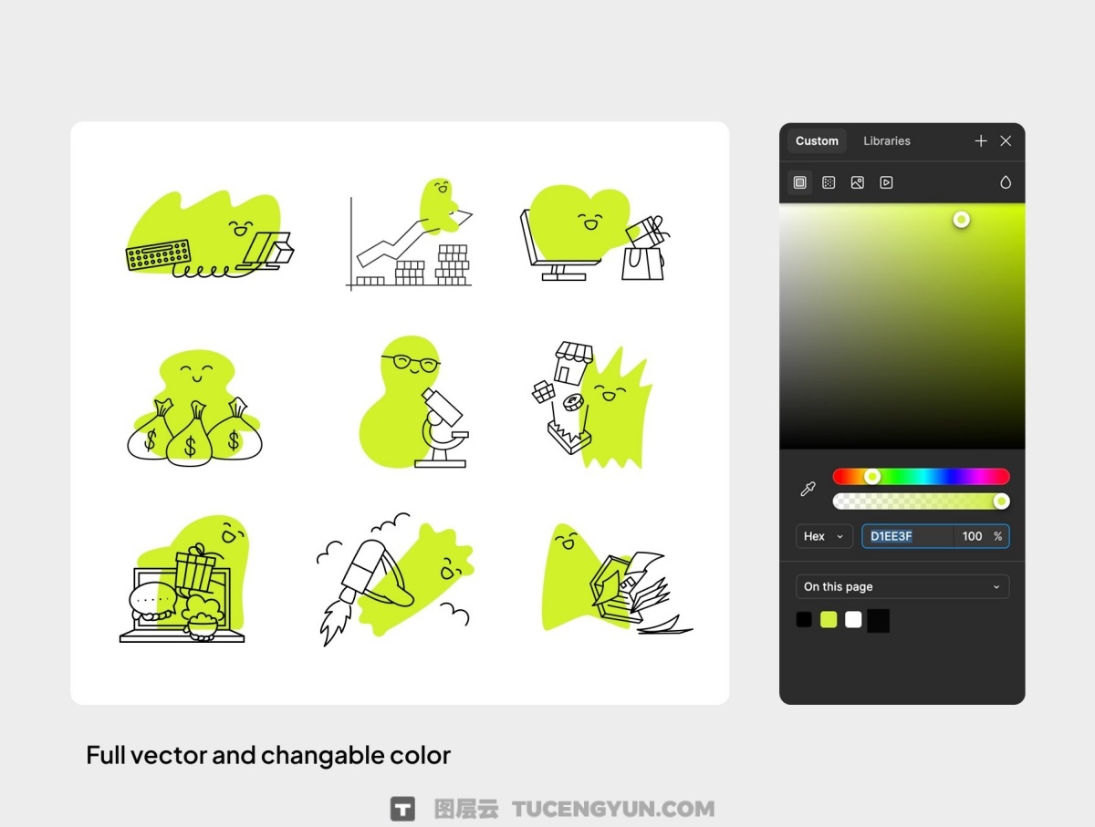 100幅趣味手绘可爱史莱姆角色AI矢量插画插图PNG图片设计套装 Cute Slime Activities Illustrations（13986）图层云