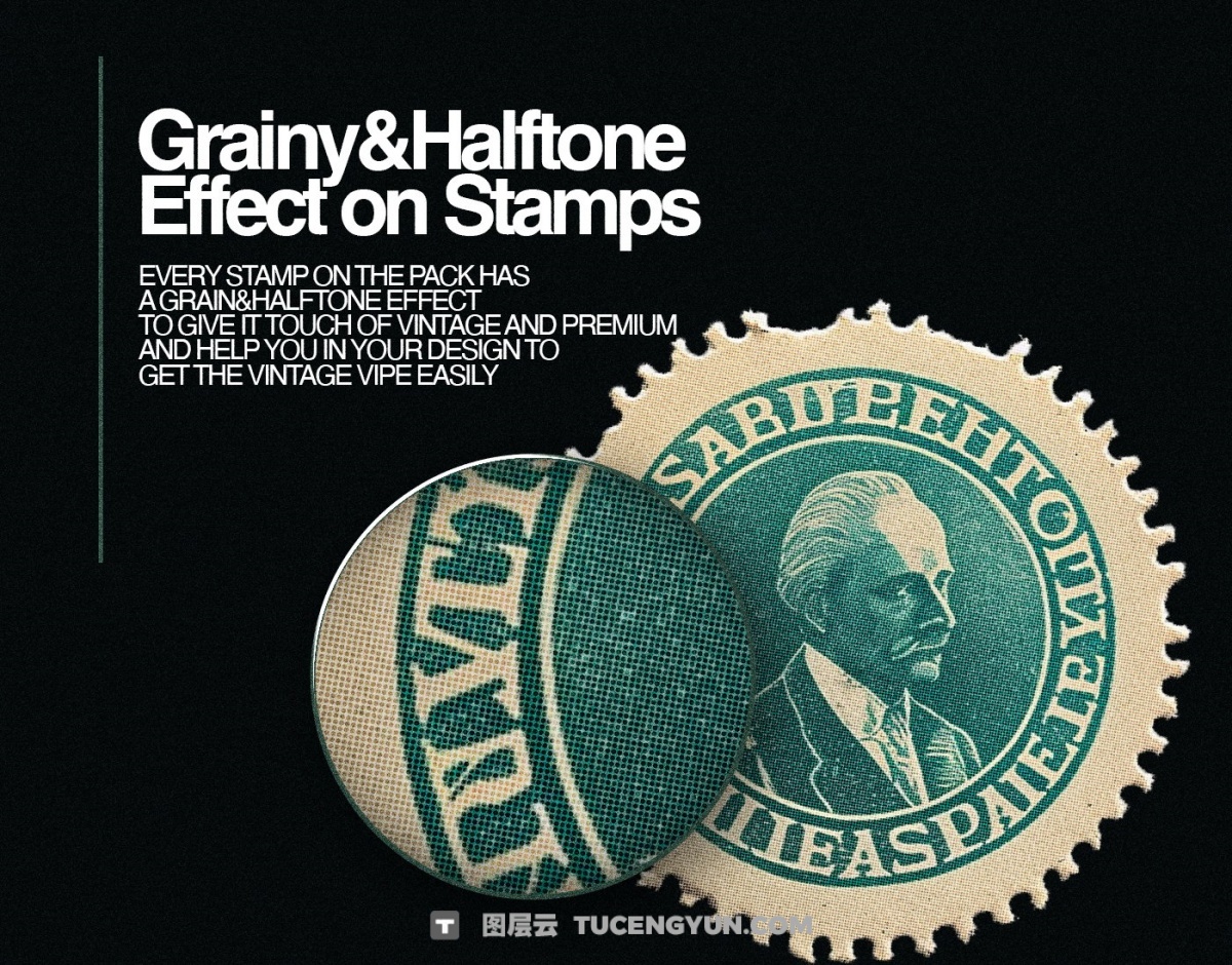 200个复古磨损破旧老化超逼真邮票人物元素插画PNG免扣图片设计元素 Züli – 200 Vintage Stamps PNG Pack（13993）图层云