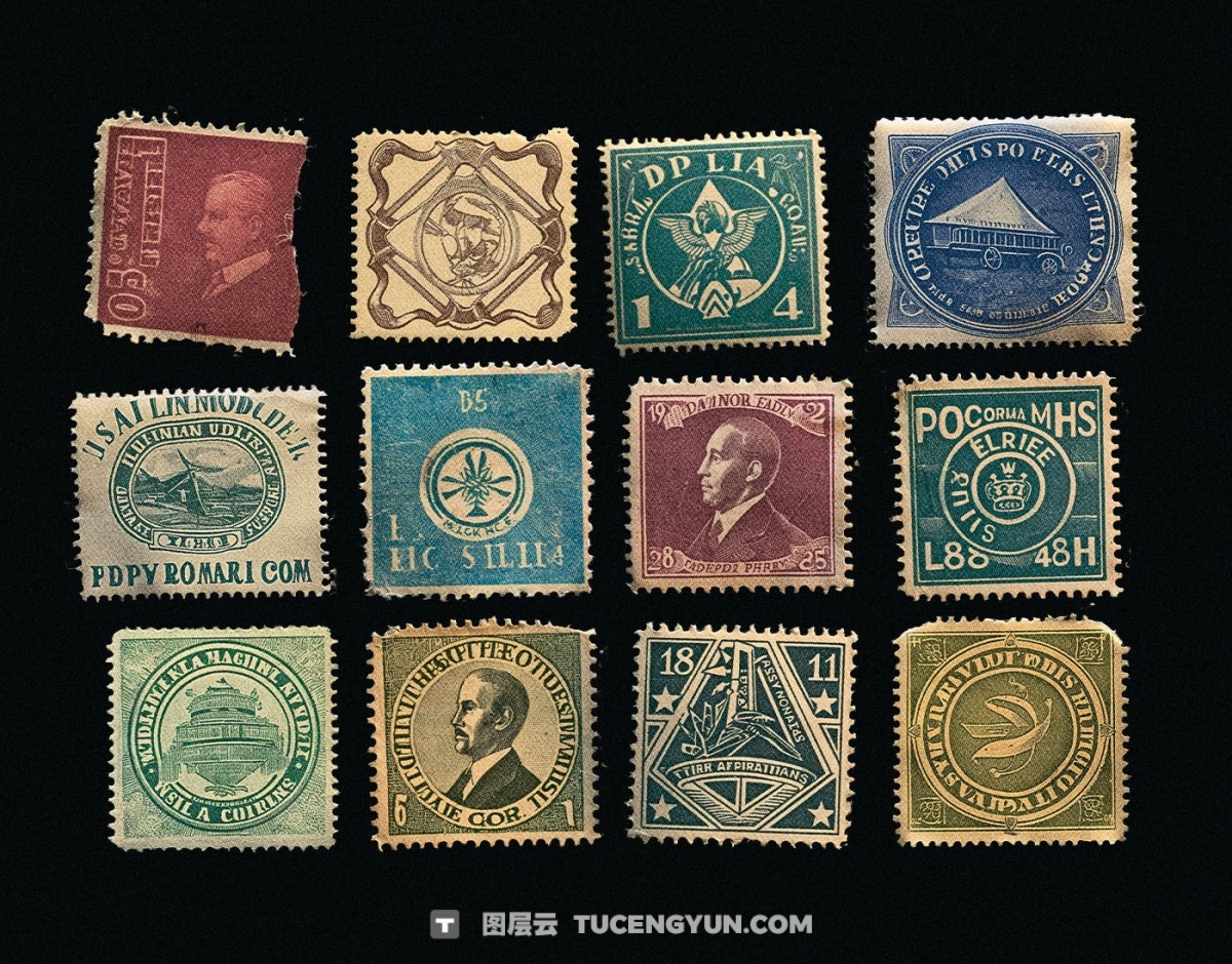 200个复古磨损破旧老化超逼真邮票人物元素插画PNG免扣图片设计元素 Züli – 200 Vintage Stamps PNG Pack(13993)图层云 200个复古磨损破旧老化超逼真邮票人物元素插画PNG免扣图片设计元素 Züli – 200 Vintage Stamps PNG Pack(13993)图层云