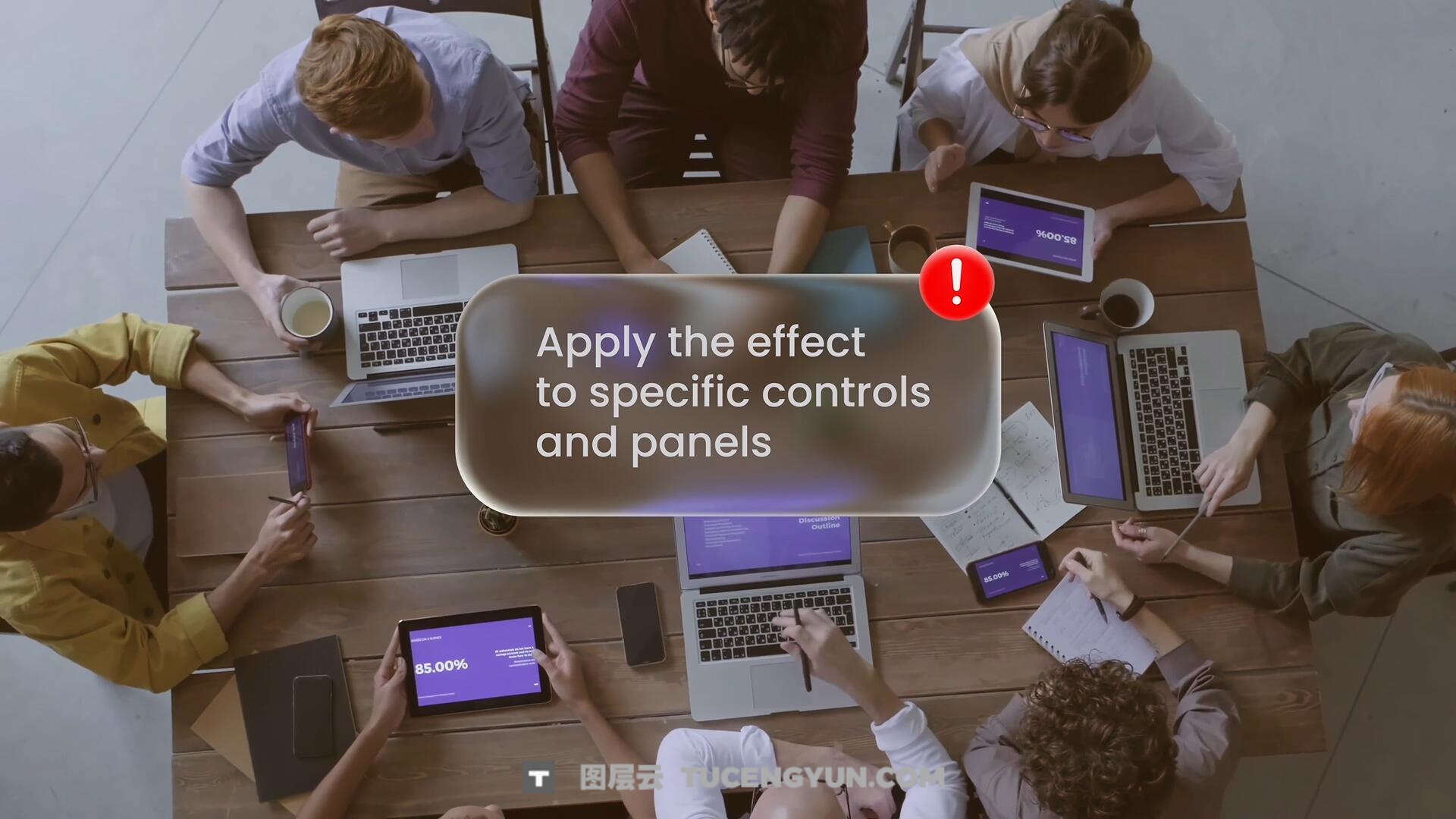 AE模板：苹果液态玻璃渐变效果文字标题字幕动画模板（13996）图层云