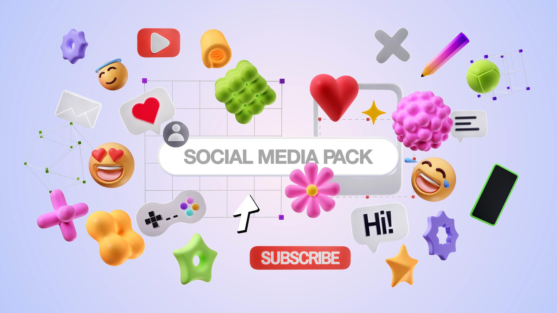 视频素材：36个创意现代3D表情符号图标社交媒体透明通道MOV视频素材（13999）