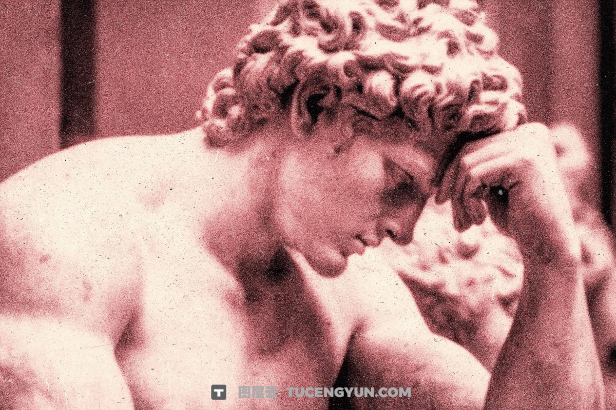 粗犷低保真单色墨水色调厚重颗粒感封面海报设计PSD特效样机（14003）图层云