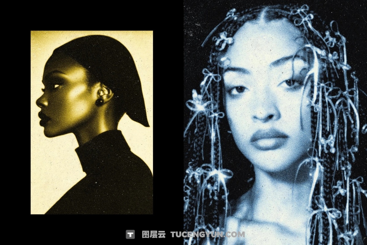 粗犷低保真单色墨水色调厚重颗粒感封面海报设计PSD特效样机（14003）图层云