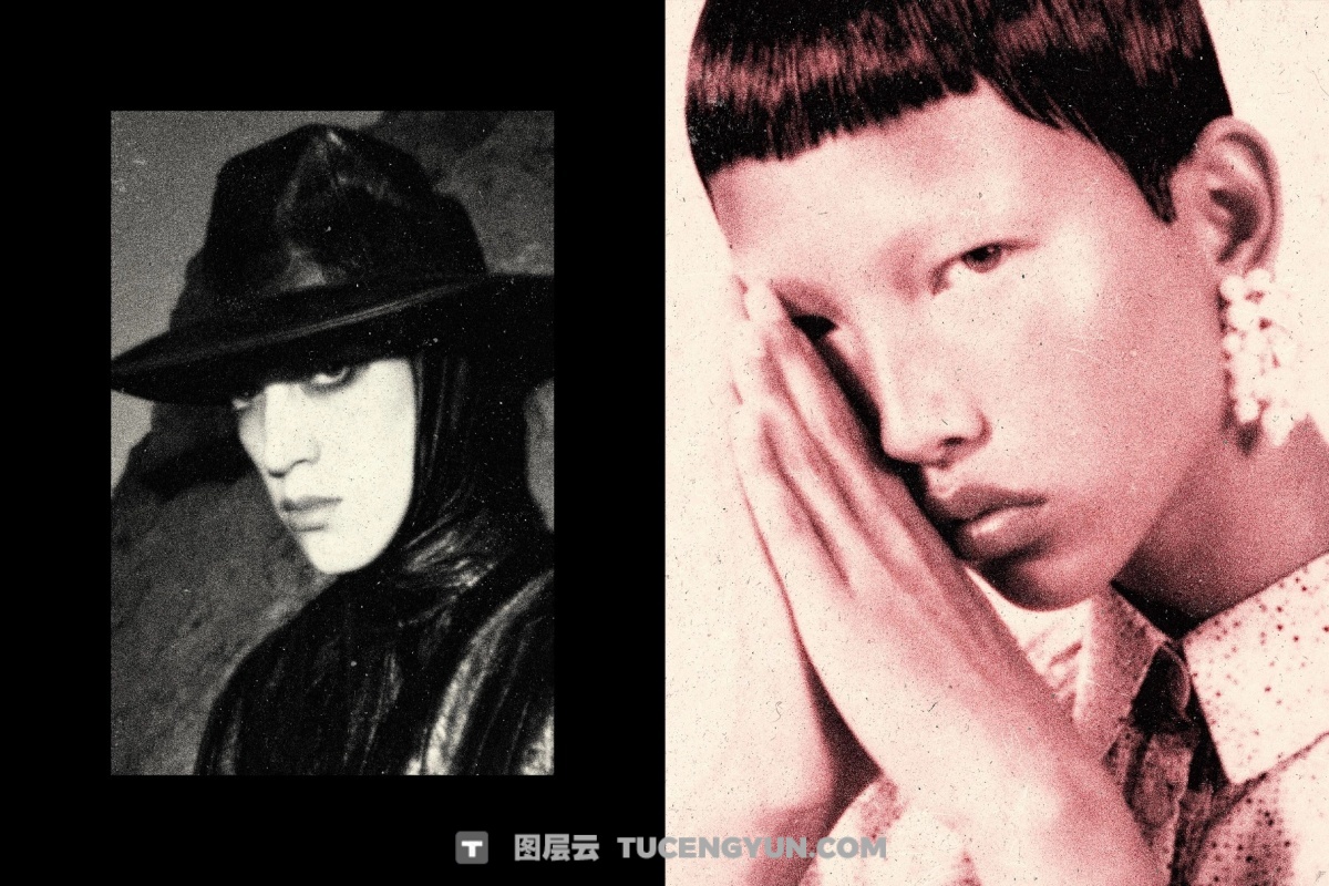 粗犷低保真单色墨水色调厚重颗粒感封面海报设计PSD特效样机（14003）图层云