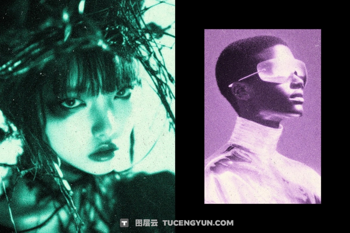 粗犷低保真单色墨水色调厚重颗粒感封面海报设计PSD特效样机（14003）图层云