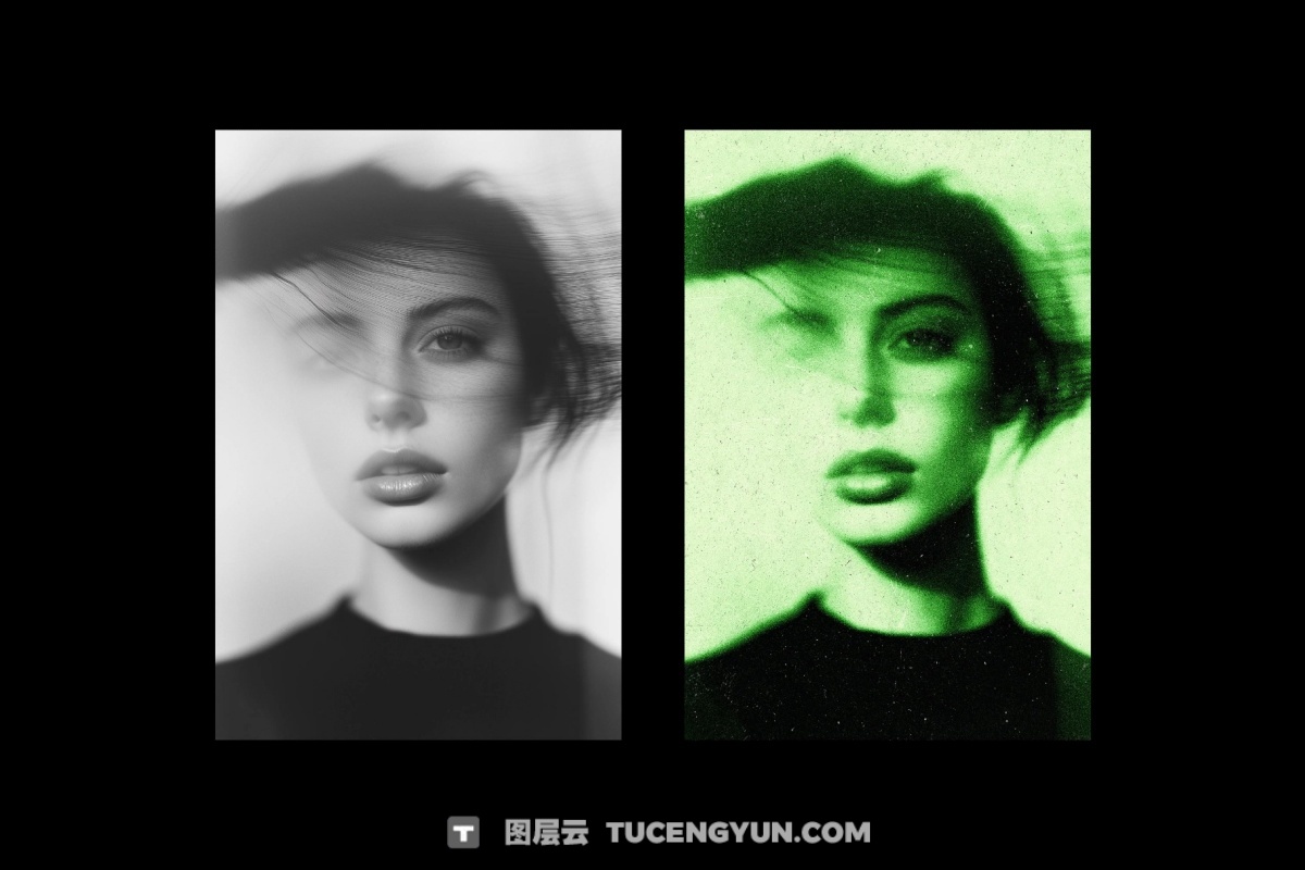 粗犷低保真单色墨水色调厚重颗粒感封面海报设计PSD特效样机（14003）图层云