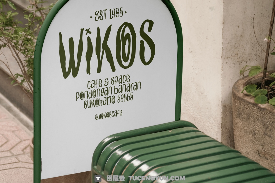 英文字体：复古氛围手绘歪扭传统艺术品牌封面海报设计字体（14005）图层云