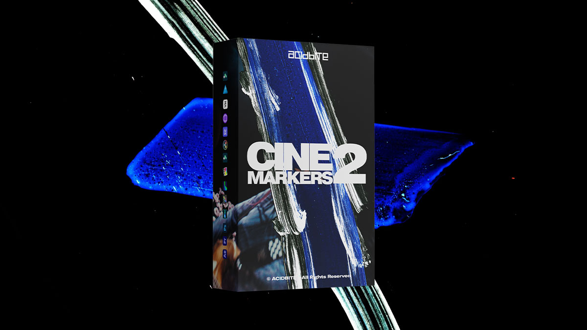 Acidbite 100多个全新复古美学胶片粗糙刮痕打孔笔触涂装转场过渡+音效+视频教程 Acidbite Cinemarkers 2（14006）图层云