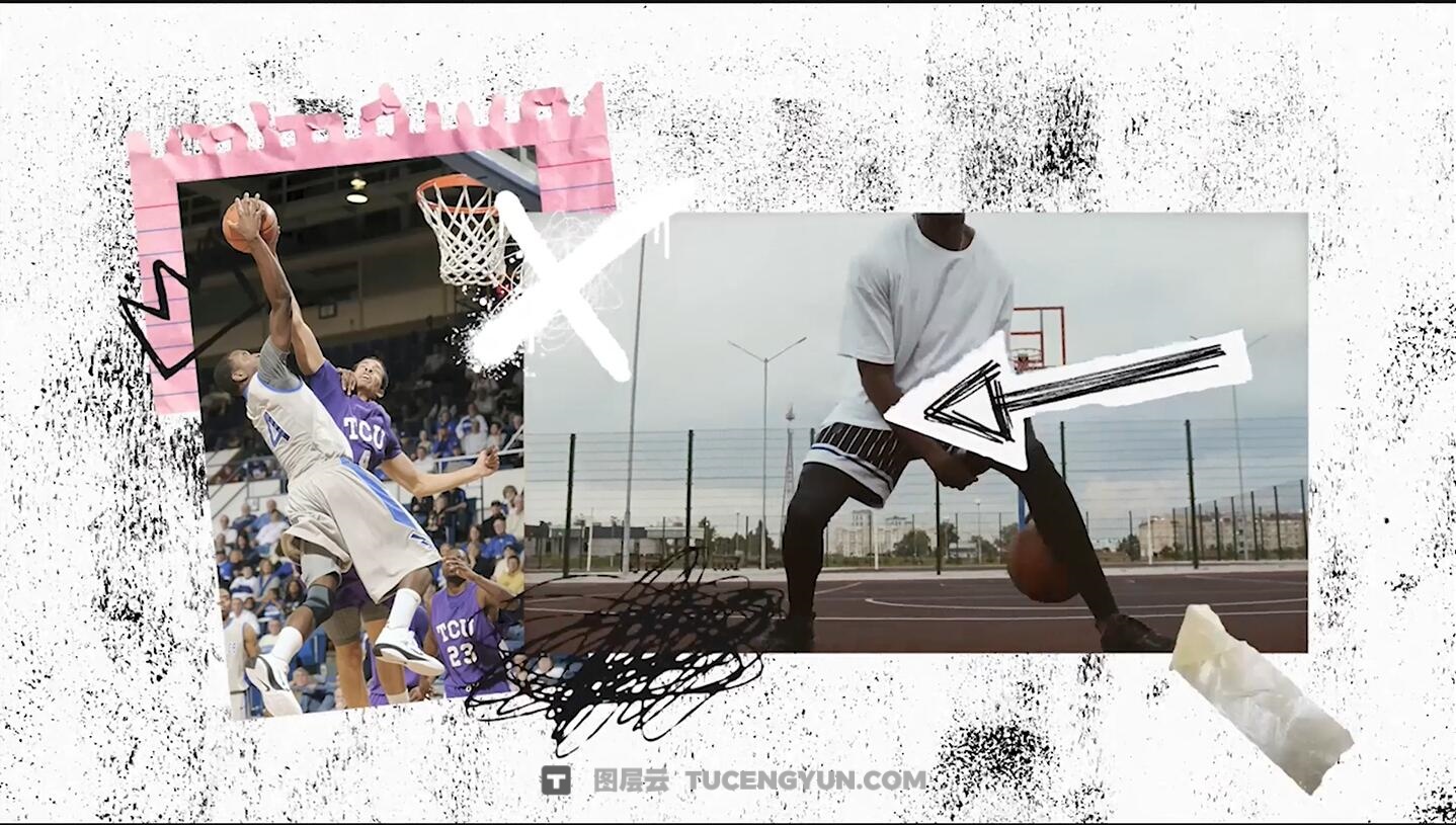 205个复古拼贴艺术垃圾摇滚涂鸦纸张、纸框、贴纸、纸张过渡、胶带碎片视频剪辑素材包（14008）图层云