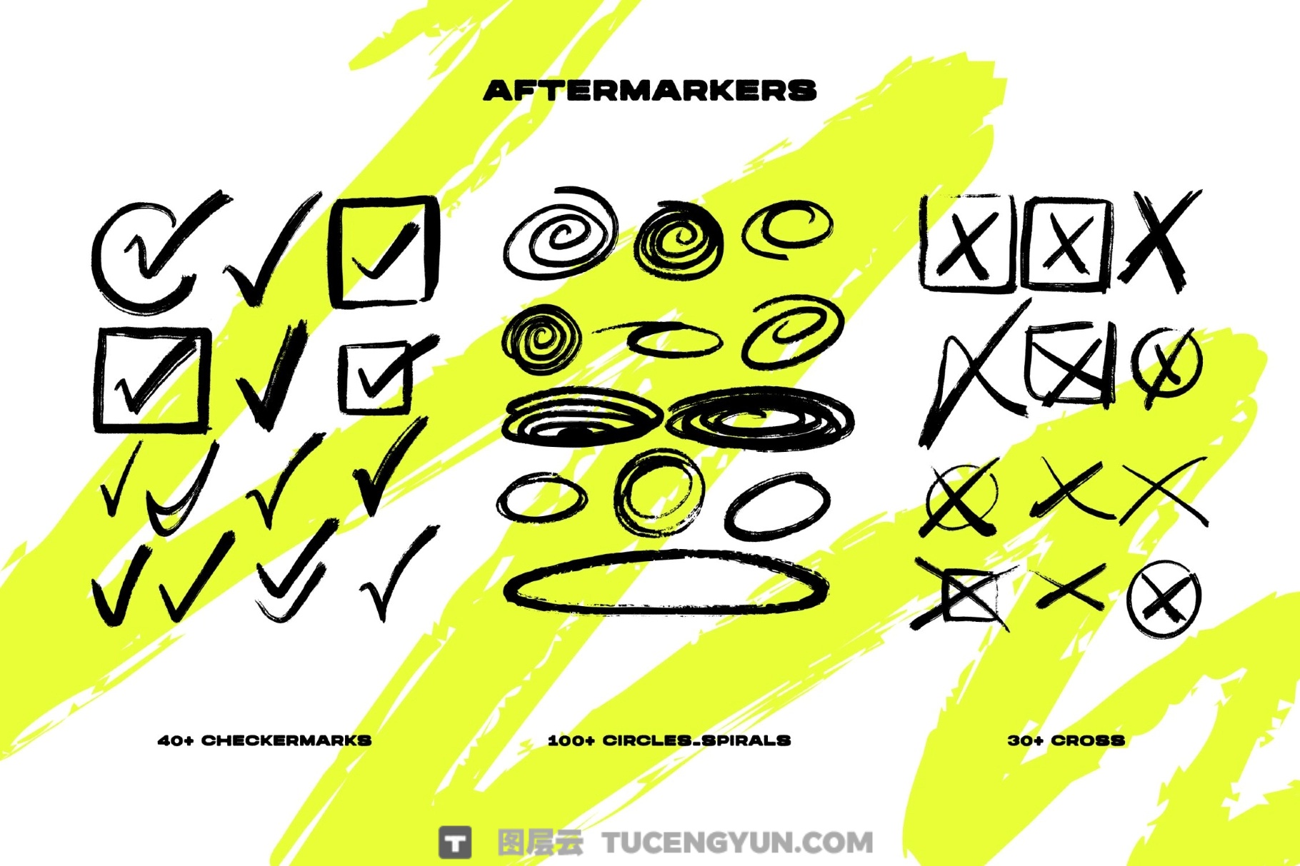1000个大胆粗糙手绘标记涂鸦爱心箭头圆圈边框插画聊天气泡PNG/SVG设计素材 Markers Collection（14011）图层云