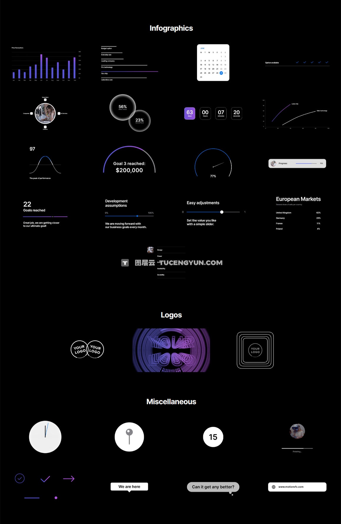 达芬奇预设：95组苹果极简设计风格信息数据图片展示文字标题排版动画预设 MotionVFX – mKeynote DVR（14020）图层云