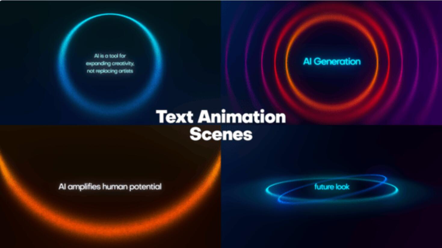 AE/PR模板：极简主义渐变弥散光场景AI风格文字标题动画模板（14025）