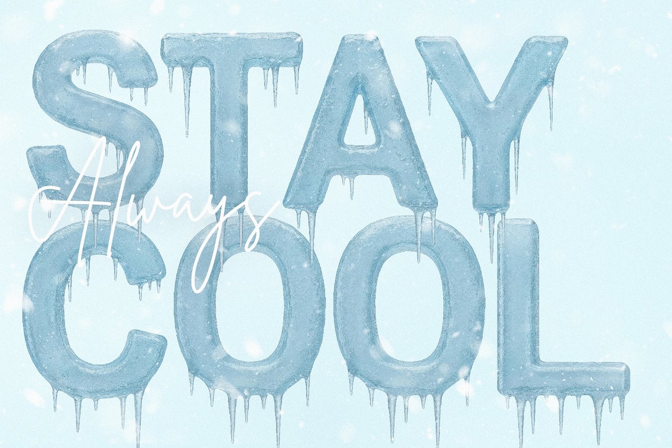 英文字体：逼真冬季冰霜冻结冰面裂纹3D艺术质感海报封面设计字体 Frost – Ice Cold Display Font（14029）图层云