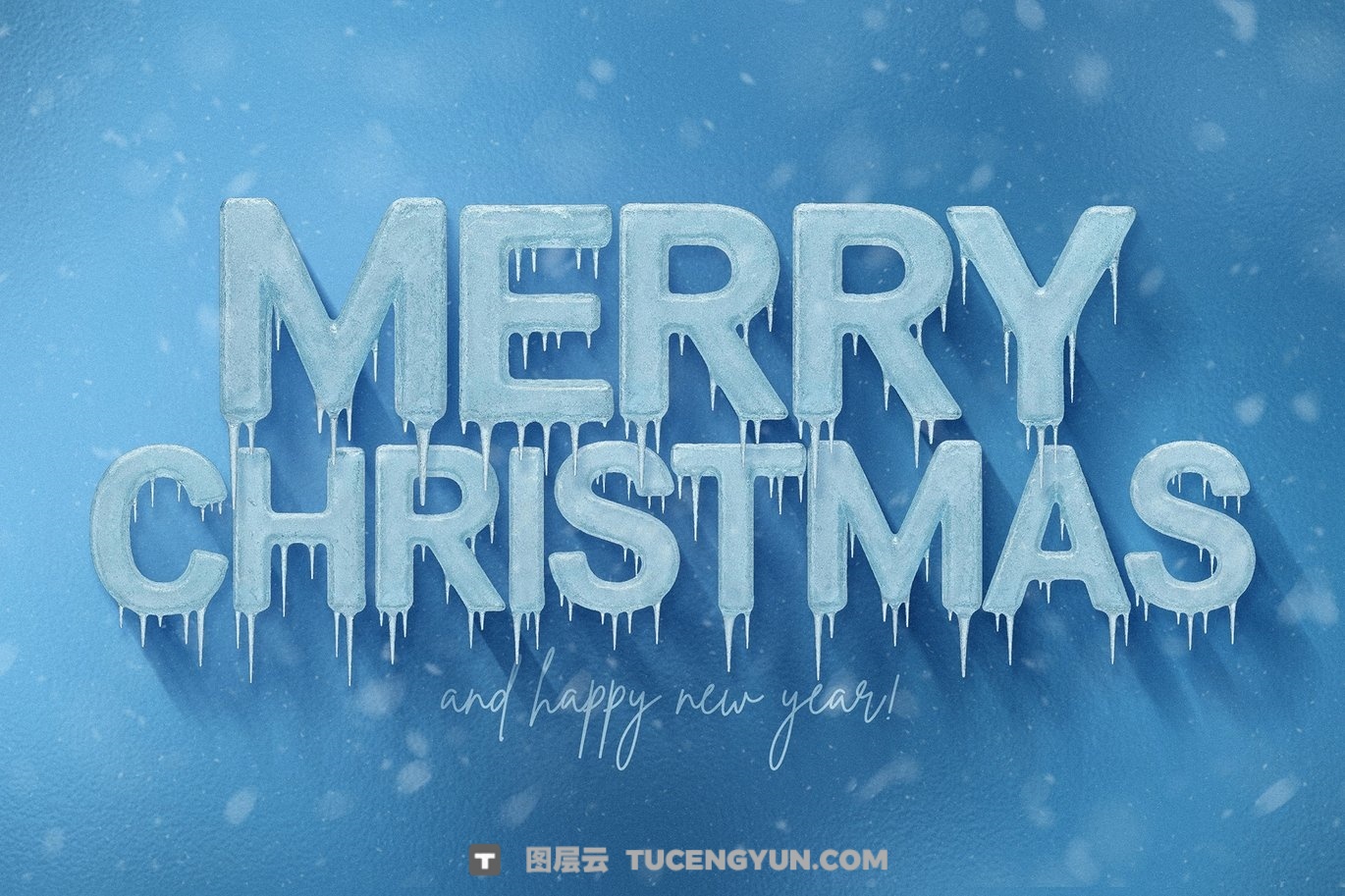 英文字体：逼真冬季冰霜冻结冰面裂纹3D艺术质感海报封面设计字体 Frost – Ice Cold Display Font（14029）图层云
