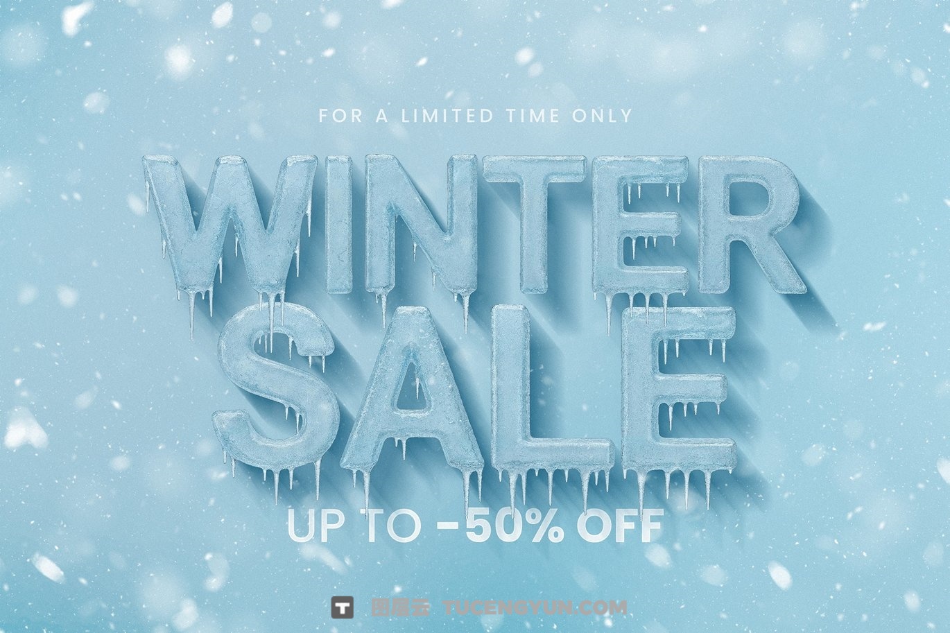 英文字体：逼真冬季冰霜冻结冰面裂纹3D艺术质感海报封面设计字体 Frost – Ice Cold Display Font（14029）图层云