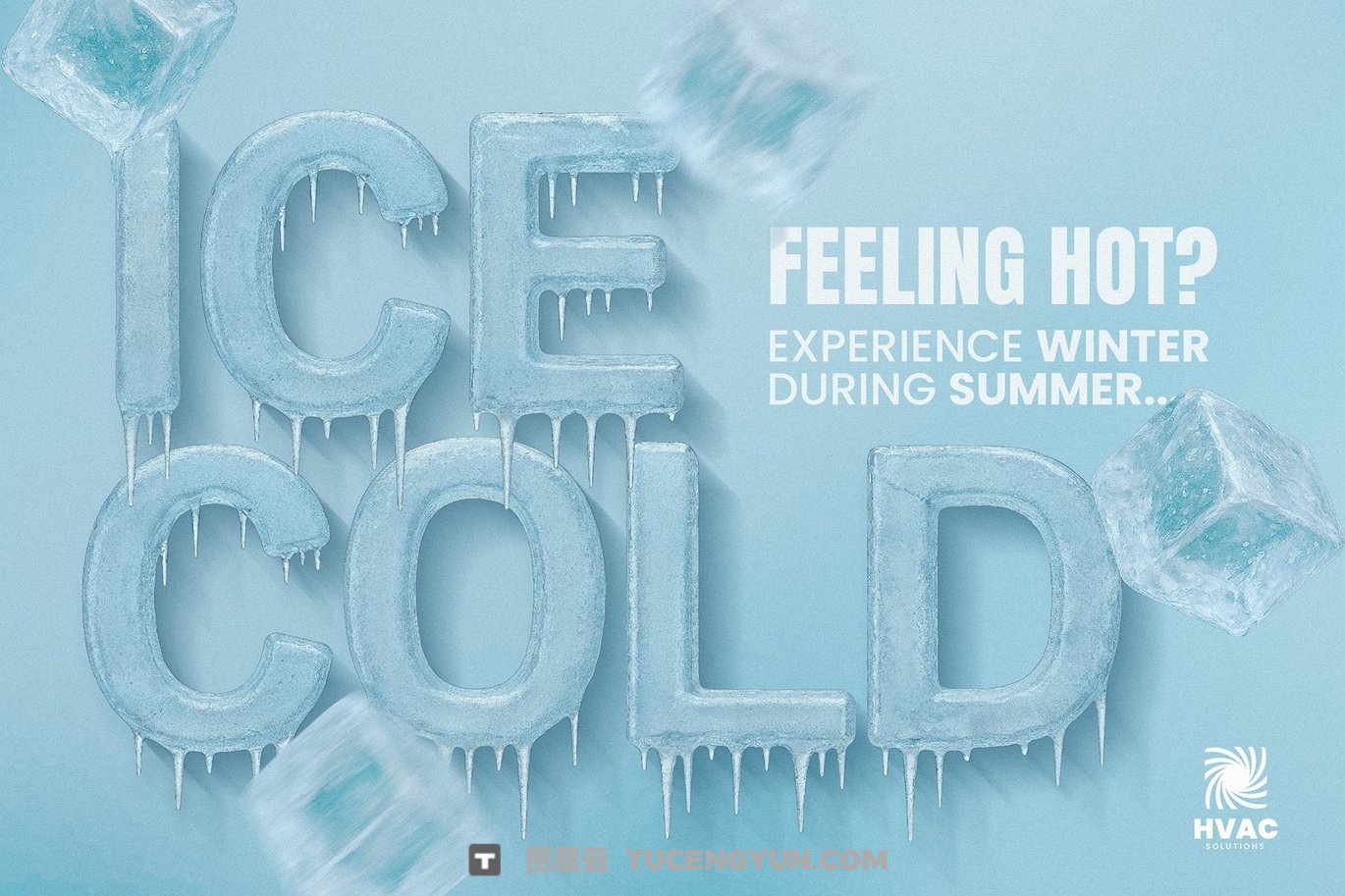 英文字体：逼真冬季冰霜冻结冰面裂纹3D艺术质感海报封面设计字体 Frost – Ice Cold Display Font（14029）图层云