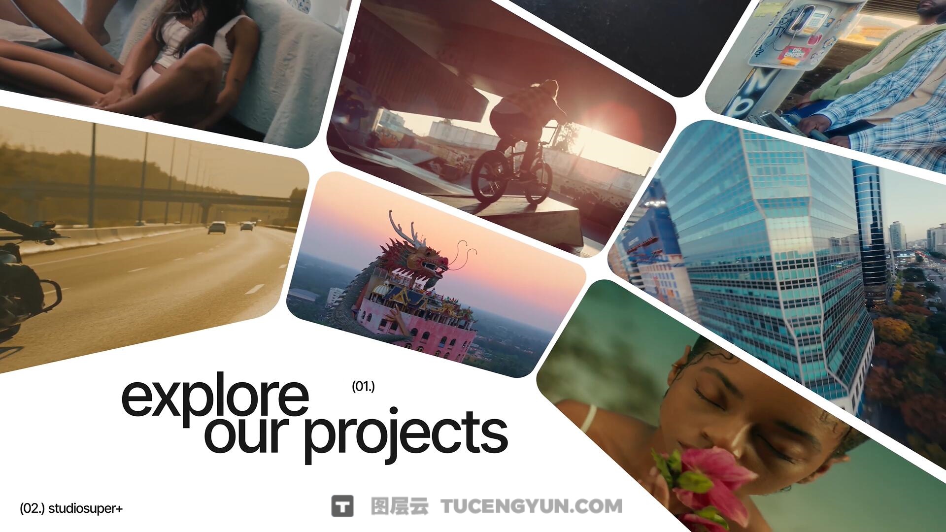 达芬奇模板：创意模块化网格多屏视频场景动画（14035）图层云