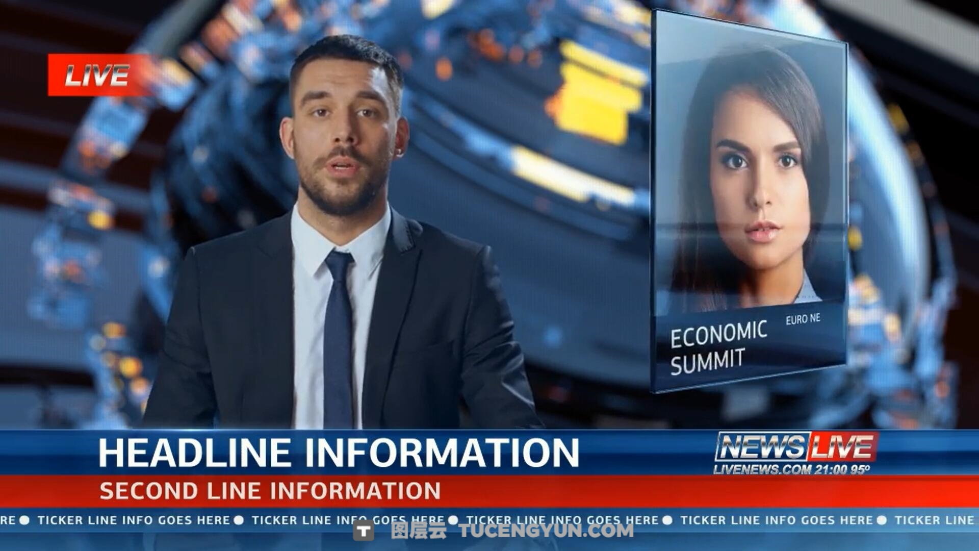 AE模板：电视台卫视频道新闻节目片头新闻字幕条新闻内容介绍模板（14036）图层云