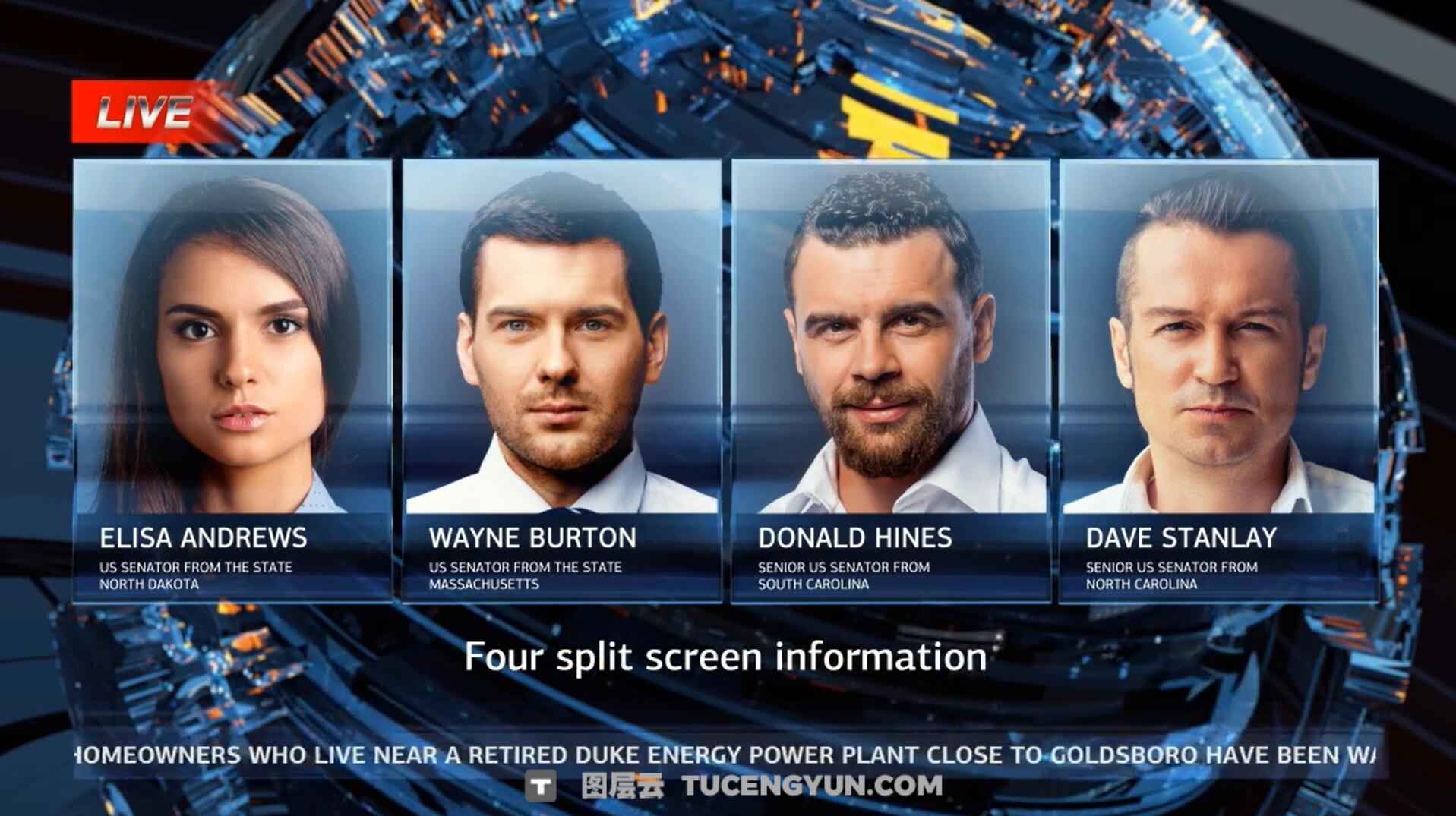 AE模板：电视台卫视频道新闻节目片头新闻字幕条新闻内容介绍模板（14036）图层云