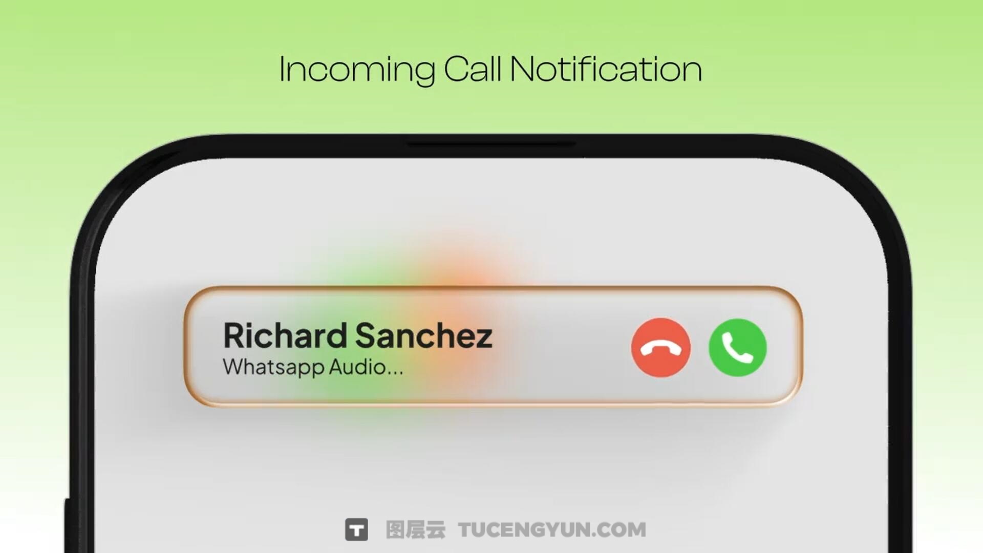 AE模板：液态玻璃美学手机消息通知提醒UI动画（14038）图层云