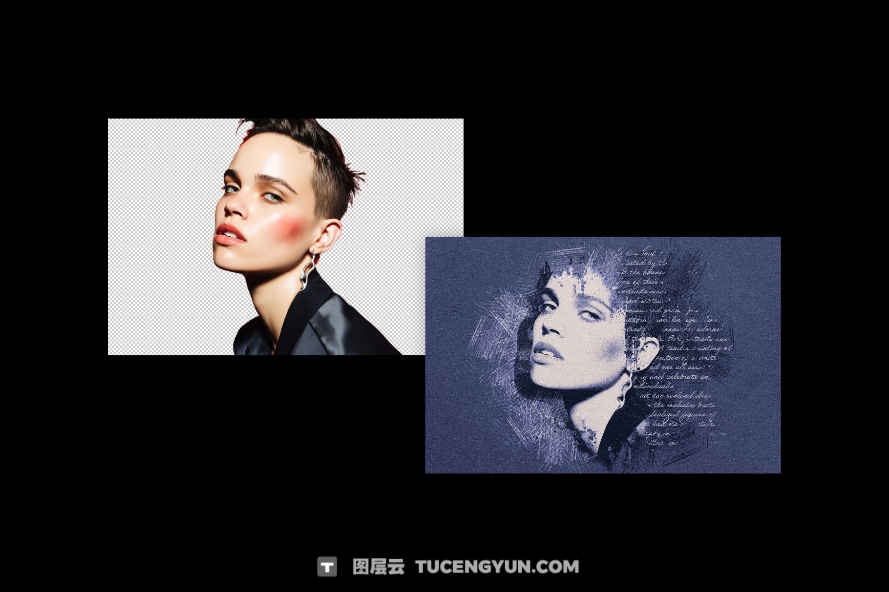 混合媒体艺术粗糙素描墨迹飞溅手写文字书籍封面海报PSD特效样机 Mixed Art Photo Effect（14045）图层云