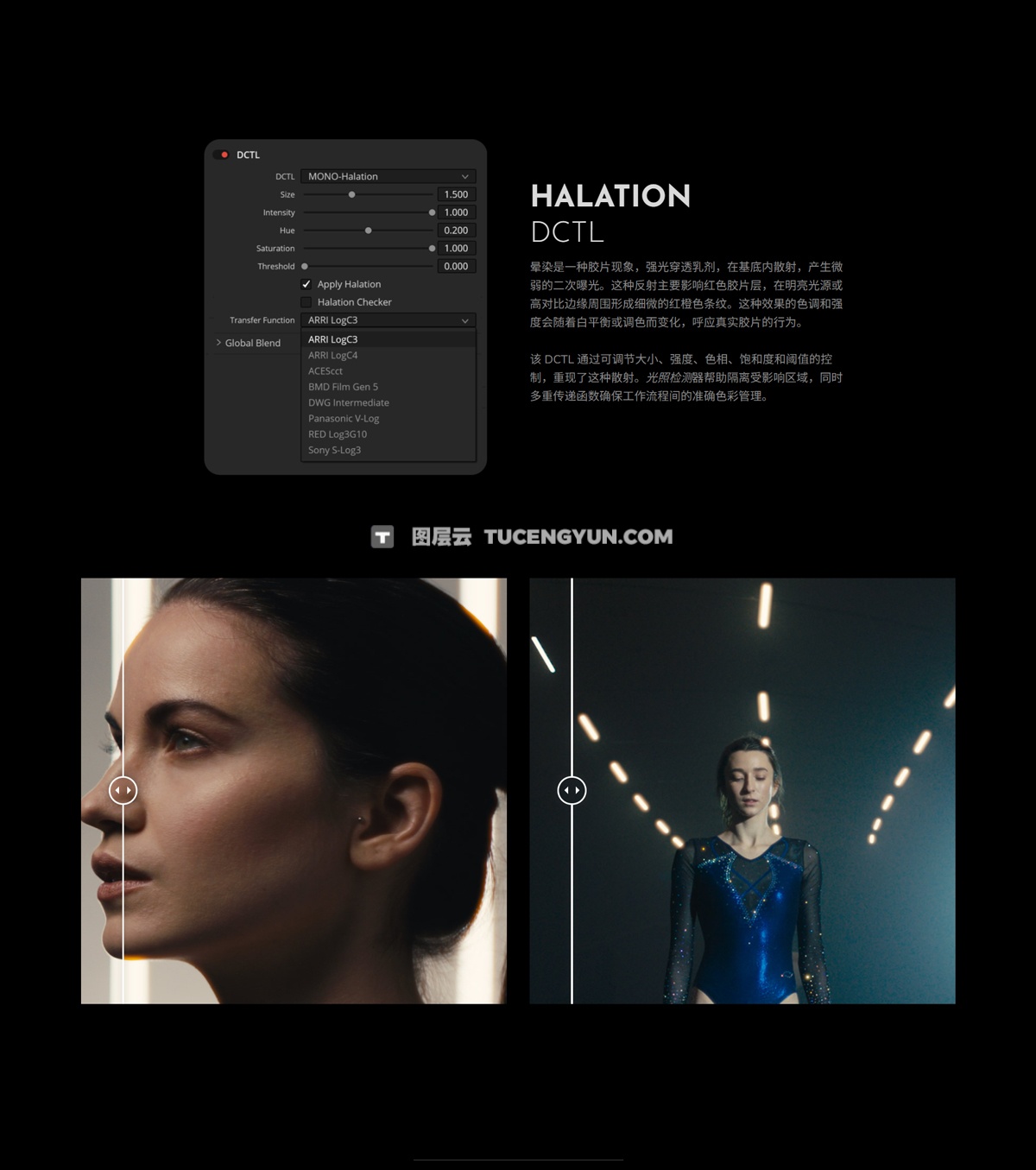MONONODES – FILM ELEMENTS v2.0 DCTLS  真实胶片模拟颗粒、光晕、暗角、镜头畸变、闪烁、灰尘、污垢、毛发、瑕疵DCTL达芬奇插件图层云