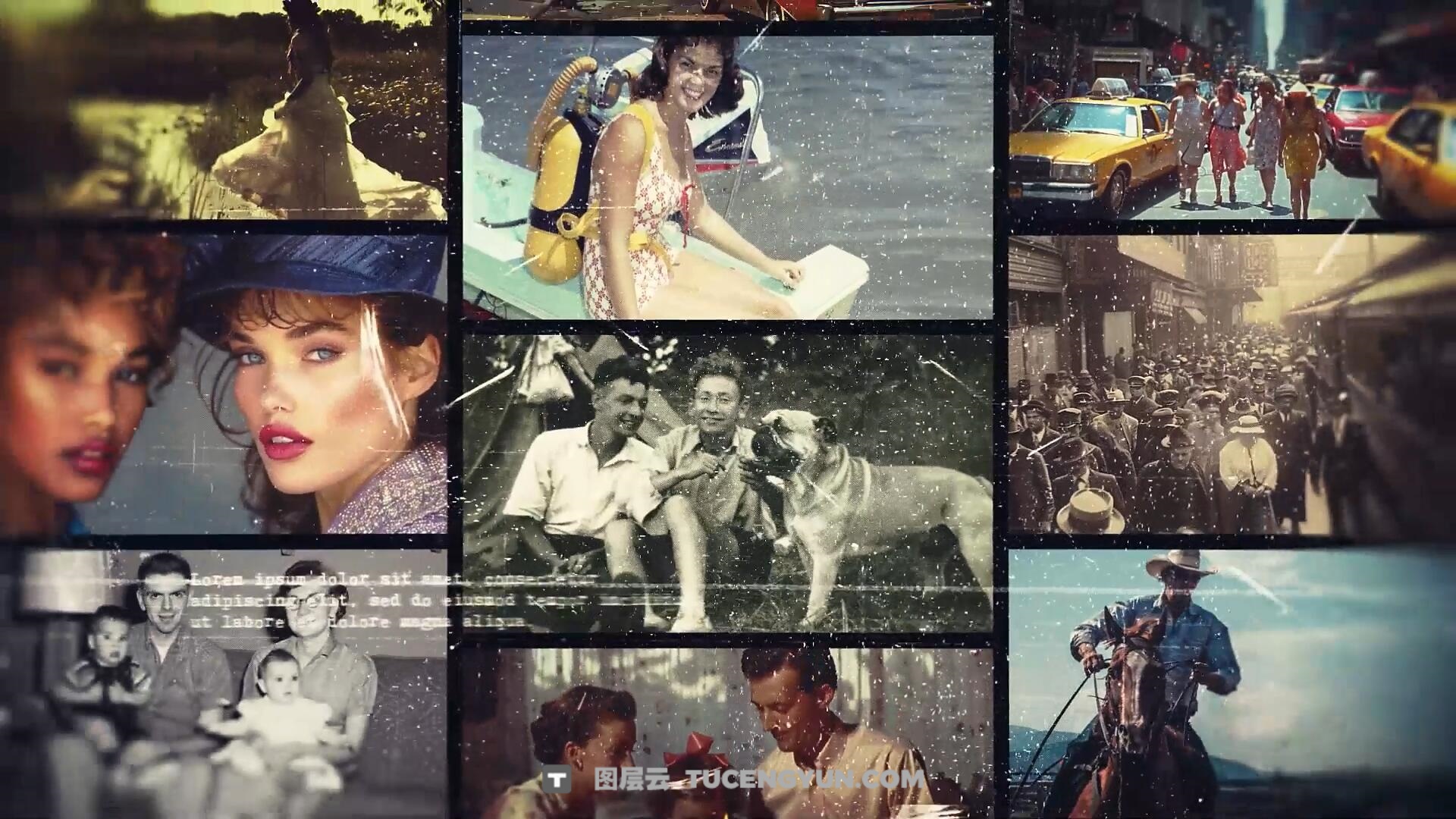 AE模板：复古纪实纪录片风格电影放映机开场片头（14058）图层云