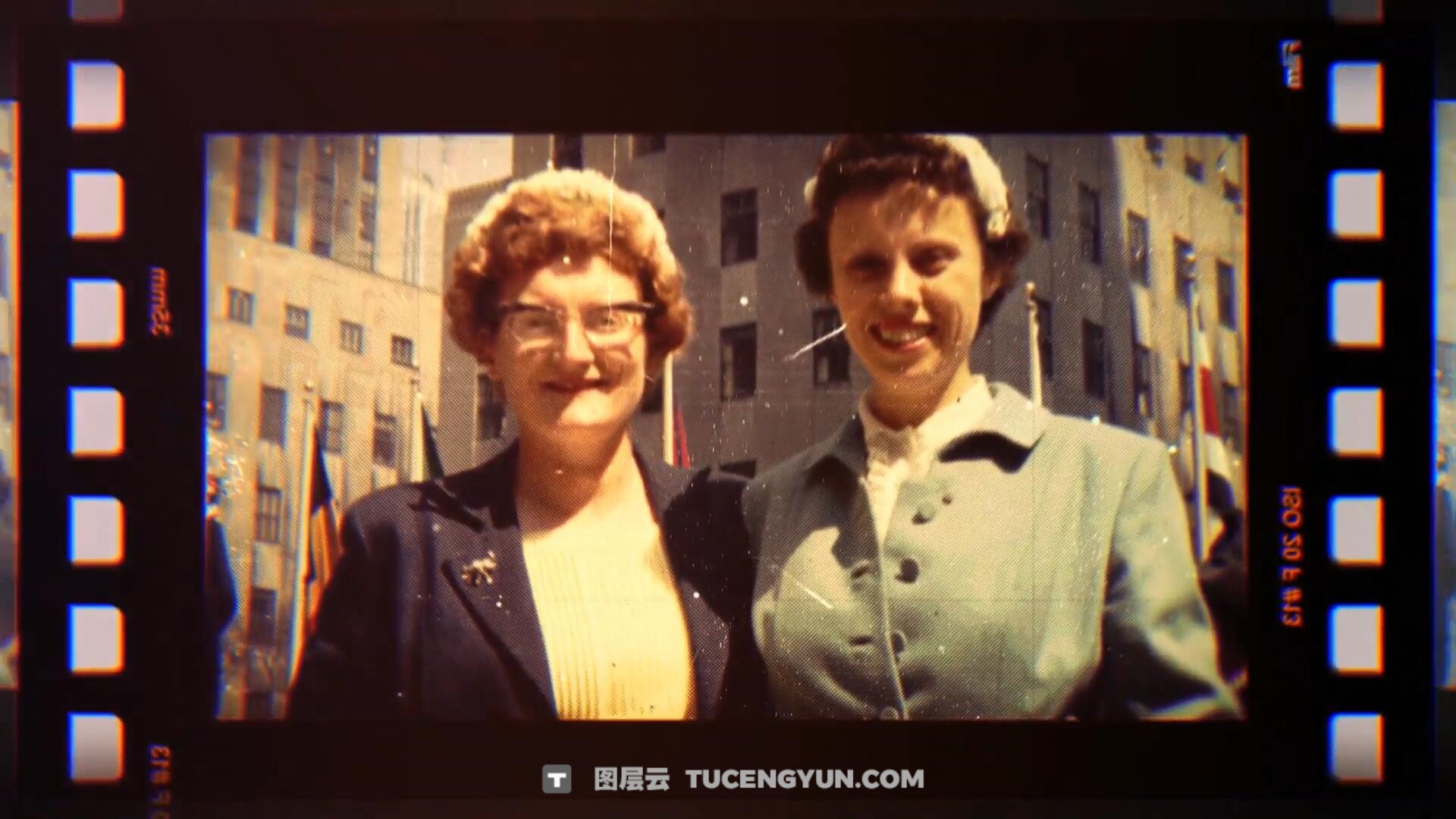 AE模板：复古纪实纪录片风格电影放映机开场片头（14058）图层云