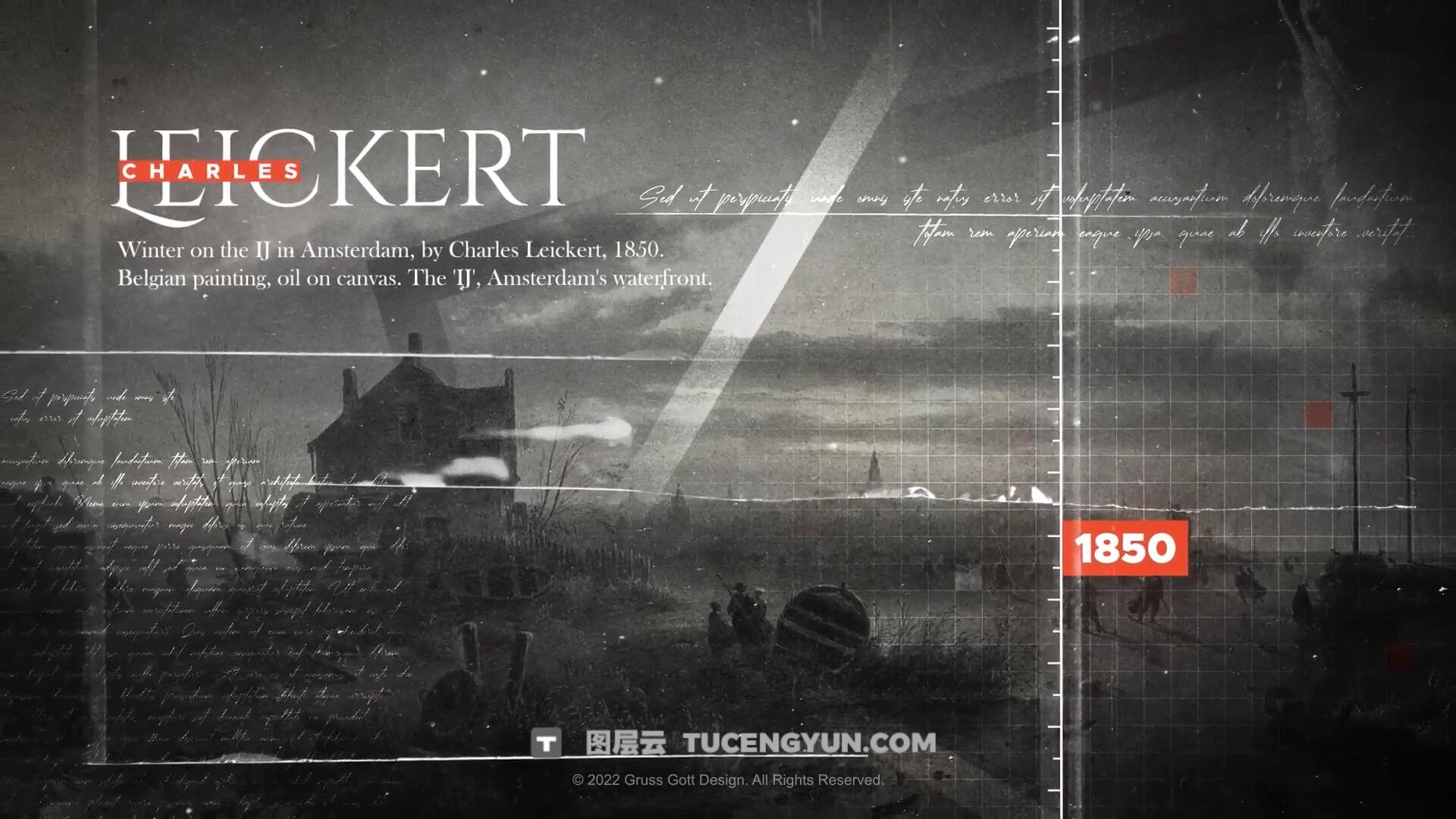 AE/PR模板：黑白战争历史纪录片时间线大事记短片模板（14059）图层云